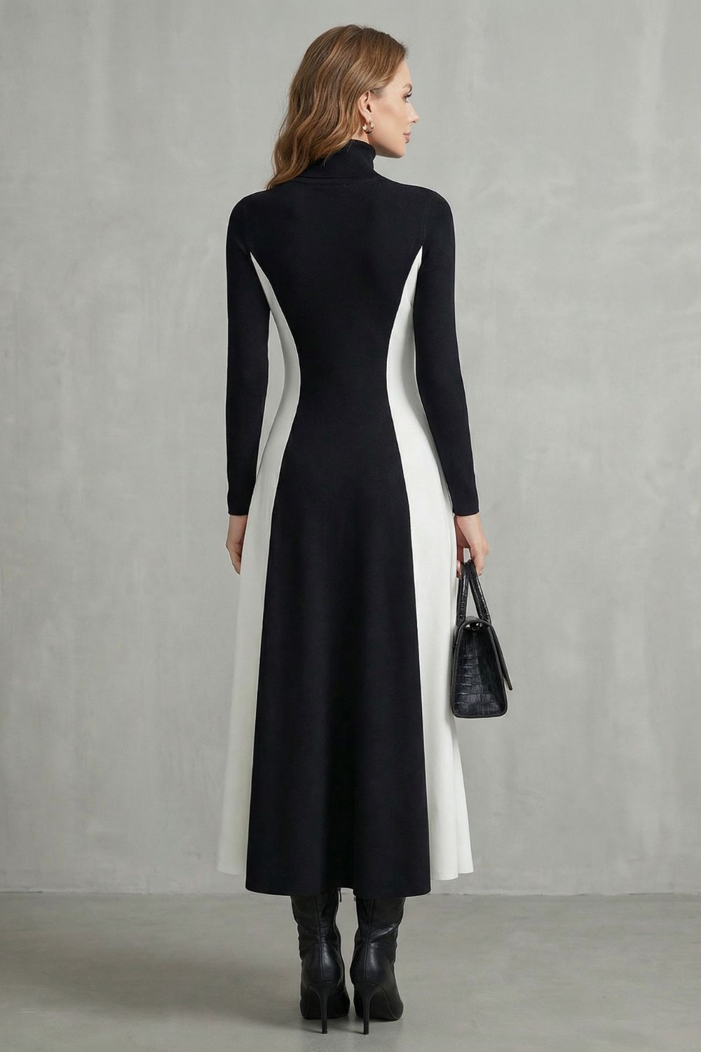 MARIVEILLE | FLUIDEZ EN CONTRASTE ESCULPIDO – VESTIDO DE CUELLO ALTO