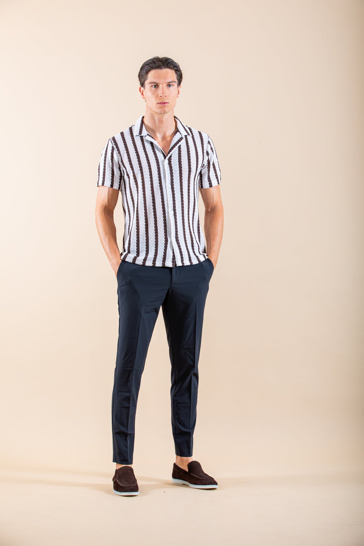 CAMISA BEACH DE LINO DE MANGA CORTA