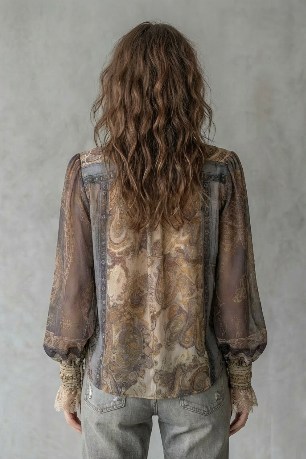 ÉLORINE – SHEER PAISLEY ROMANCE – BOHO BLUSA
