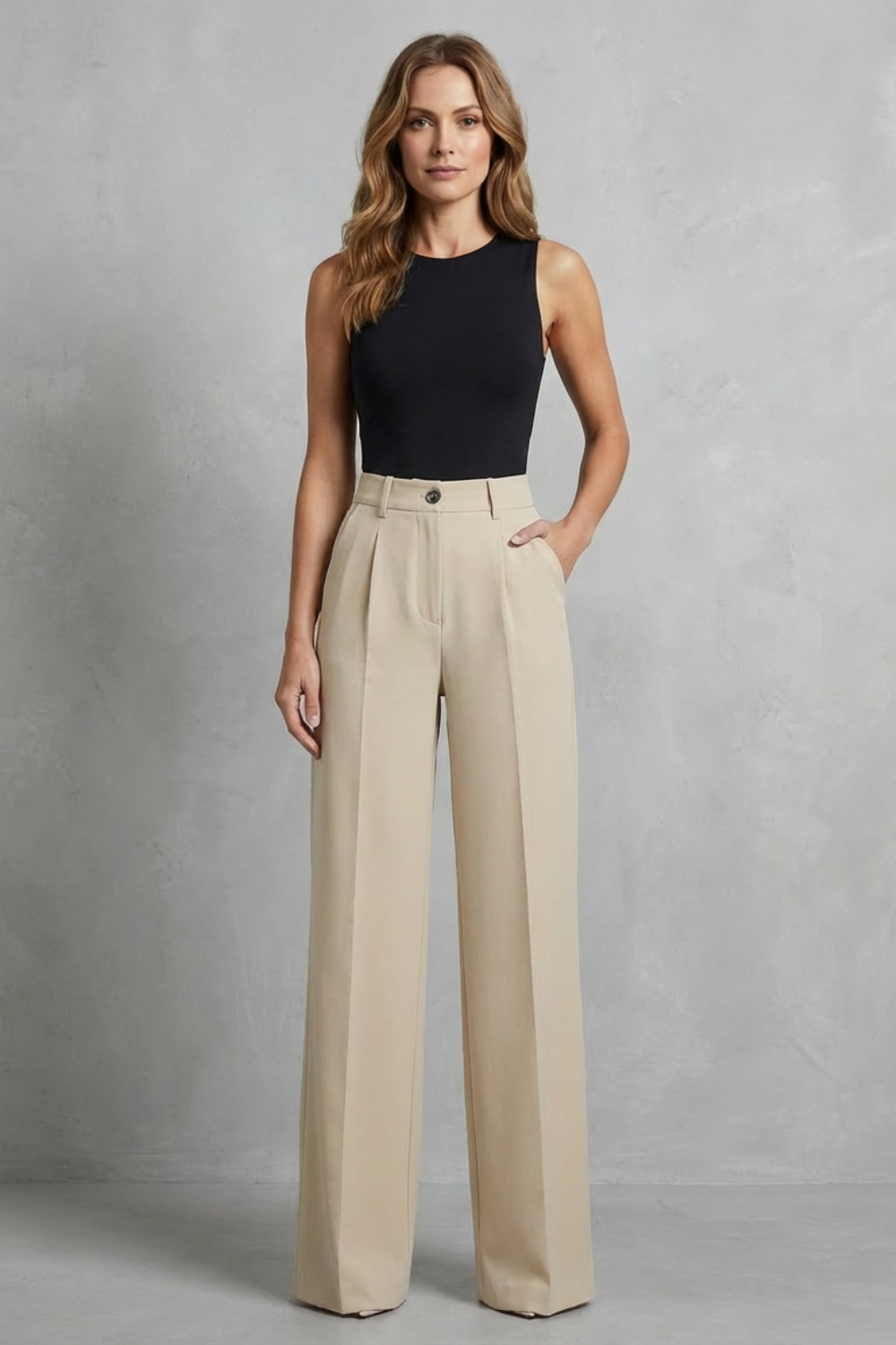 ELOZANE – TAILORED PLEATS – HIGH-WAIST WIDE-LEG TROUSERS
