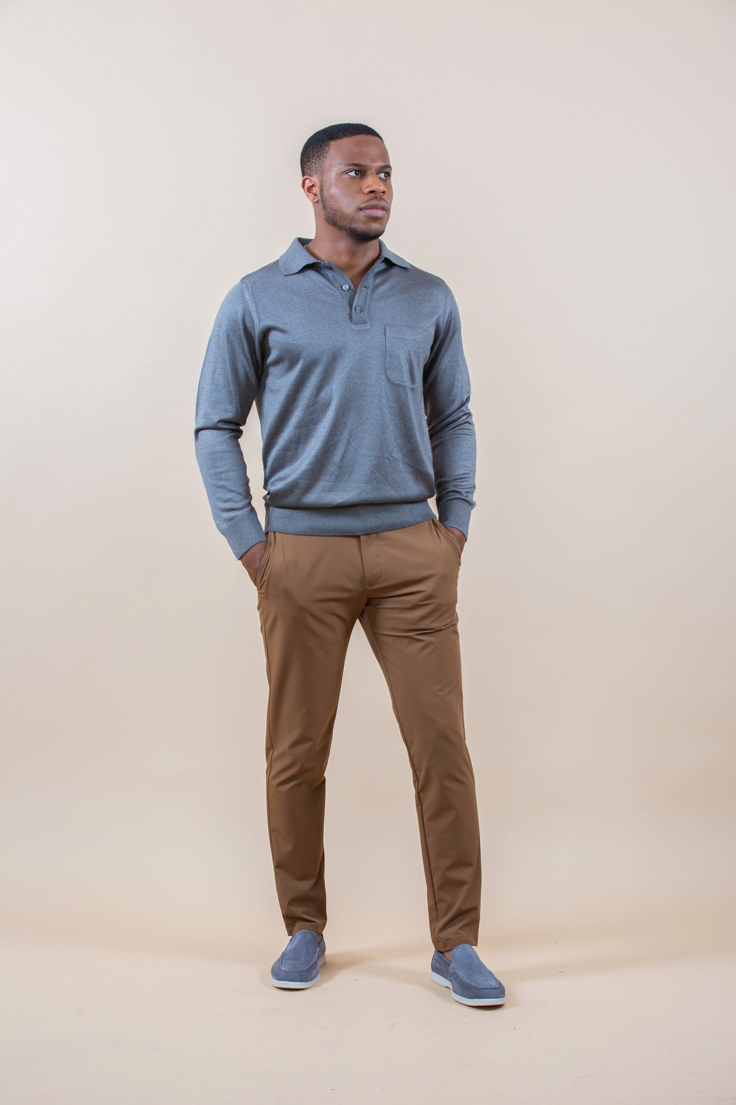 WOOL-BLEND BRILLO MANGA LARGA POLO