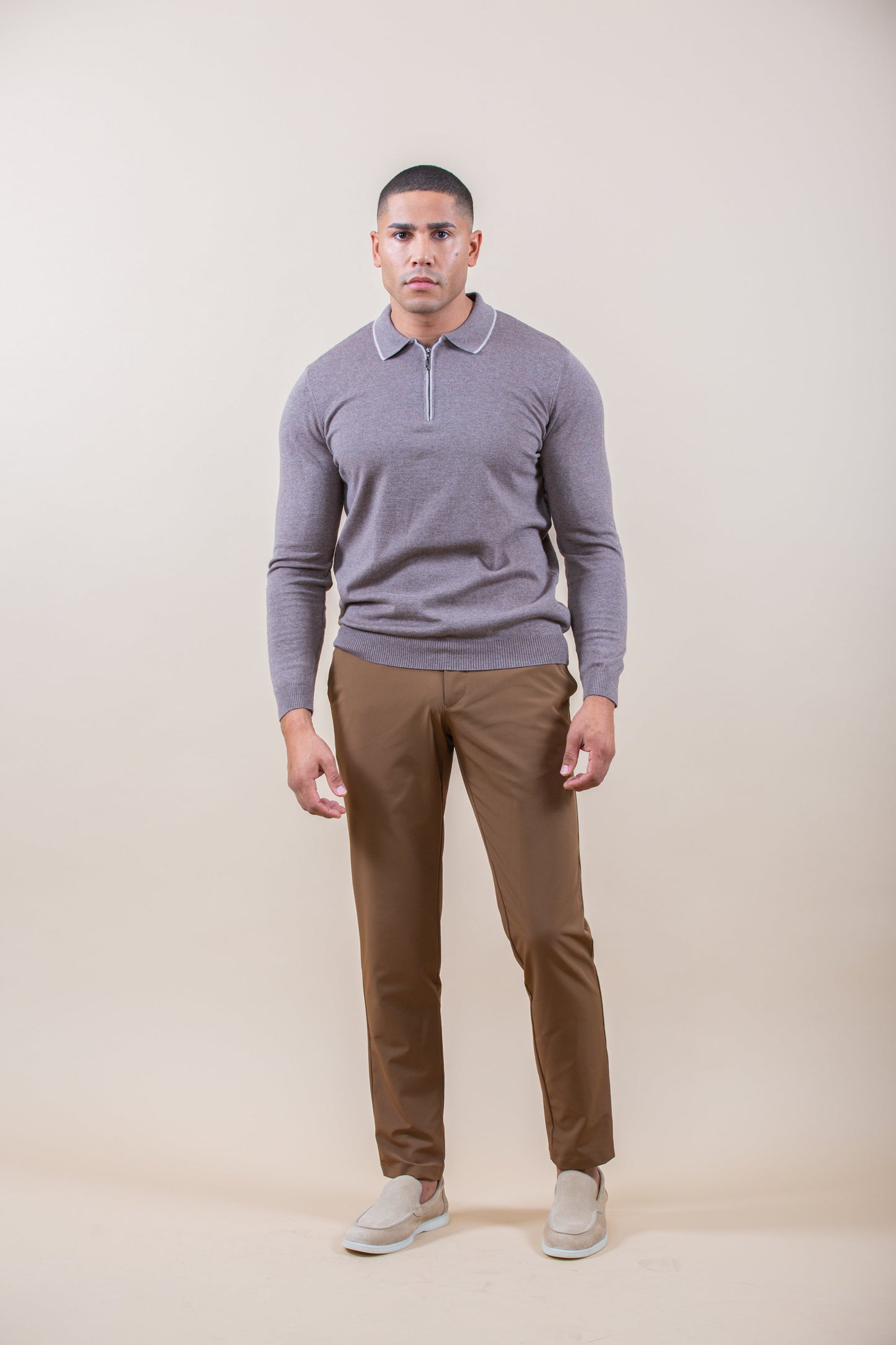 POLO HALF-ZIP LUXURY DE MANGA LARGA
