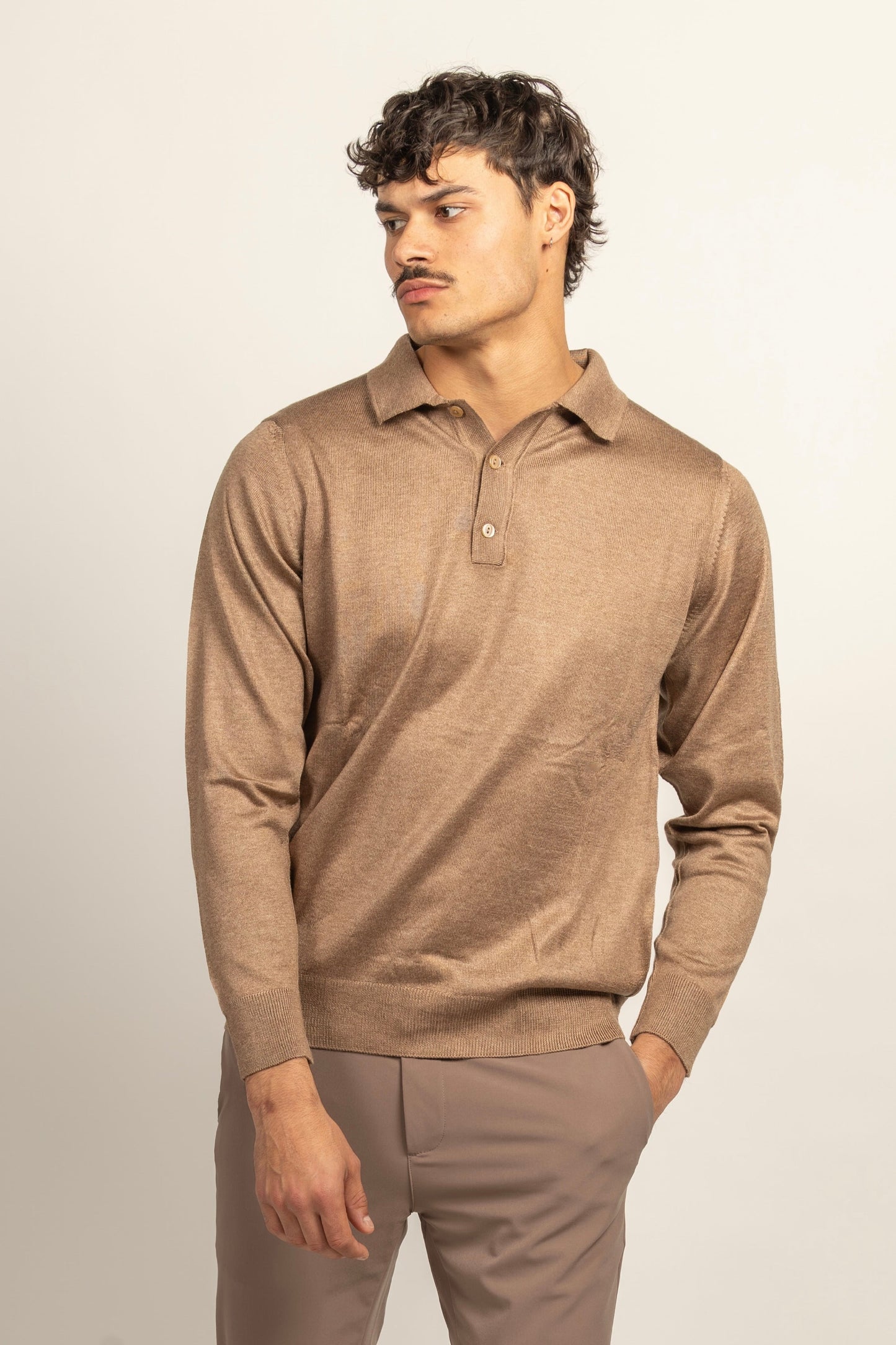 WOOL-BLEND BRILLO MANGA LARGA POLO