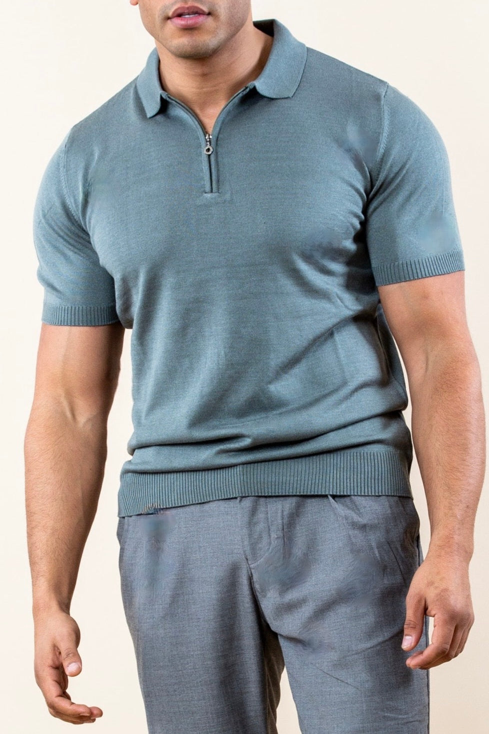 POLO HALF-ZIP LUXURY DE MANGA CORTA