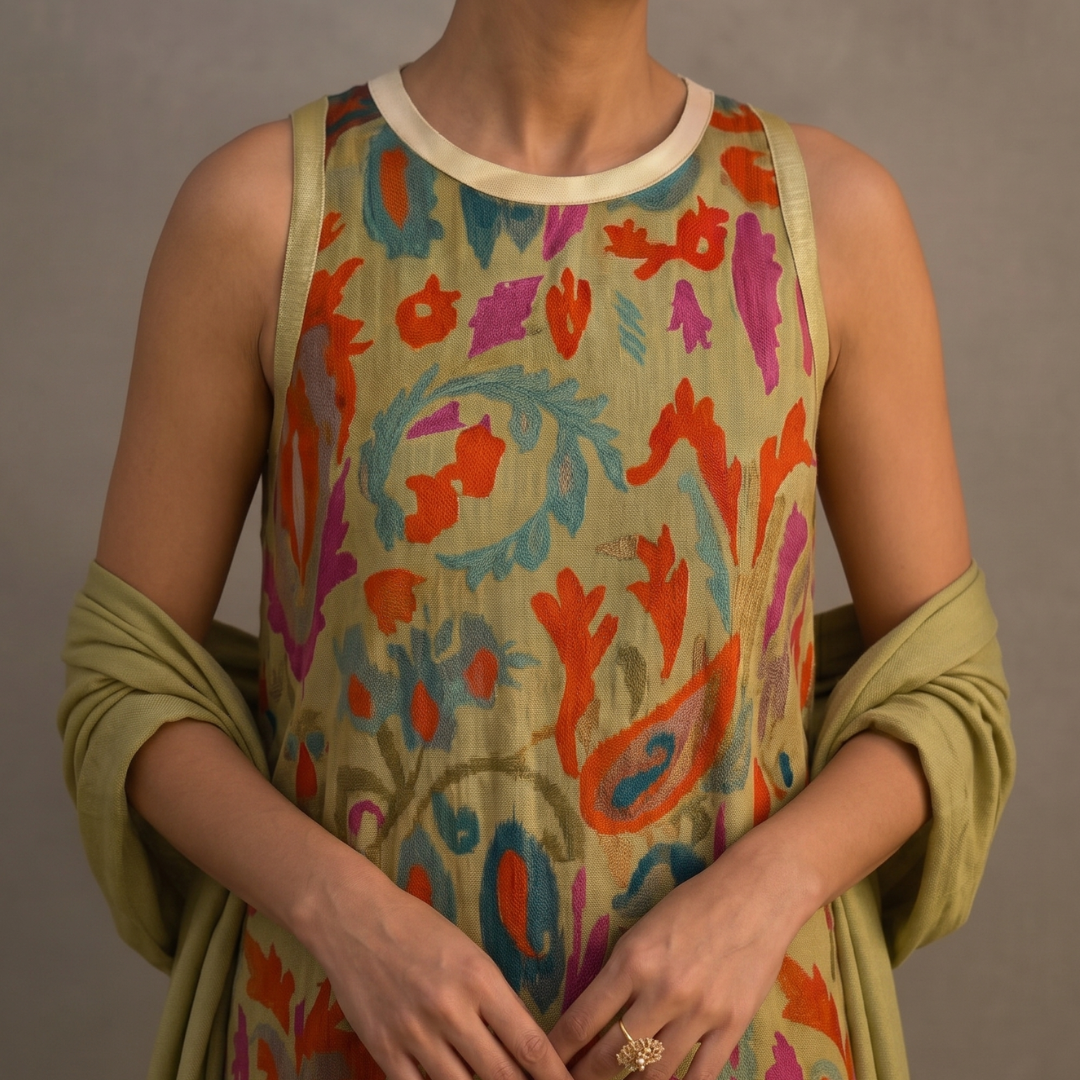 Daniela | Vestido Largo Estampado con Kimono a Juego