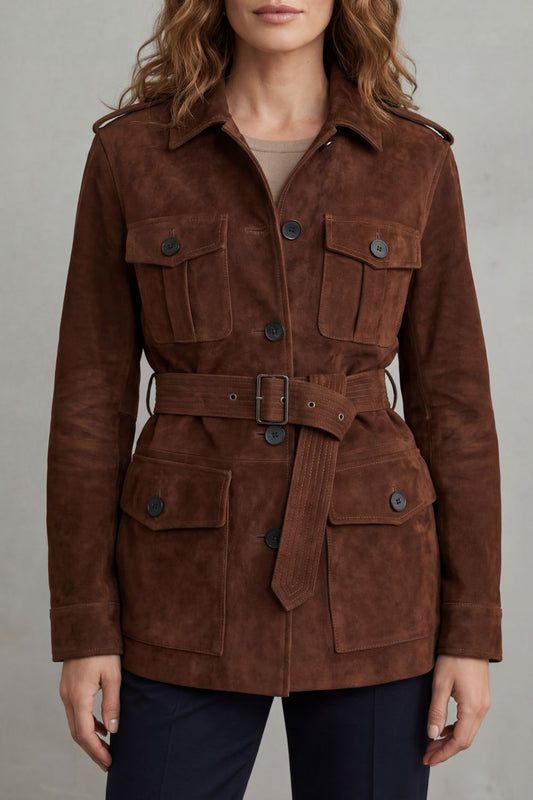 VALCARIN | ESTILO EFECTO ANTE CON CINTURÓN – CHAQUETA UTILITARIA