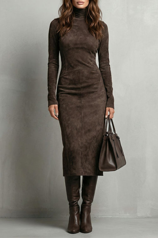 LEVRÉNE | EFECTO ANTE MOLDEADOR – VESTIDO MIDI DE CUELLO ALTO