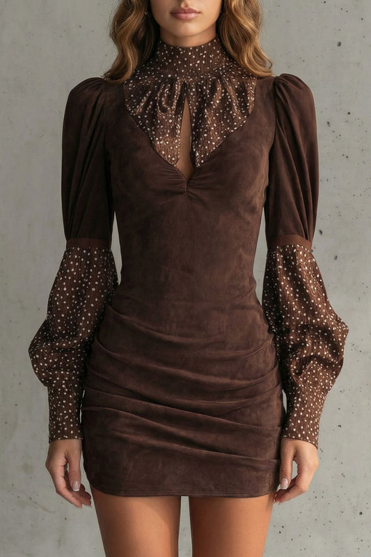 SERELINNE | MANGA ABULLONADA VINTAGE – MINIVESTIDO