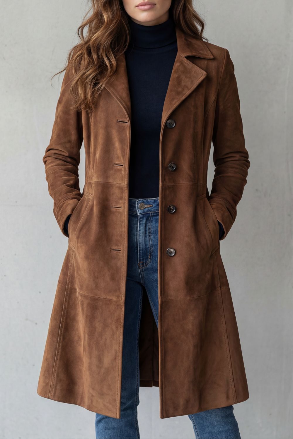 DELVIENNE | ACABADO VINTAGE EFECTO ANTE – ABRIGO LARGO