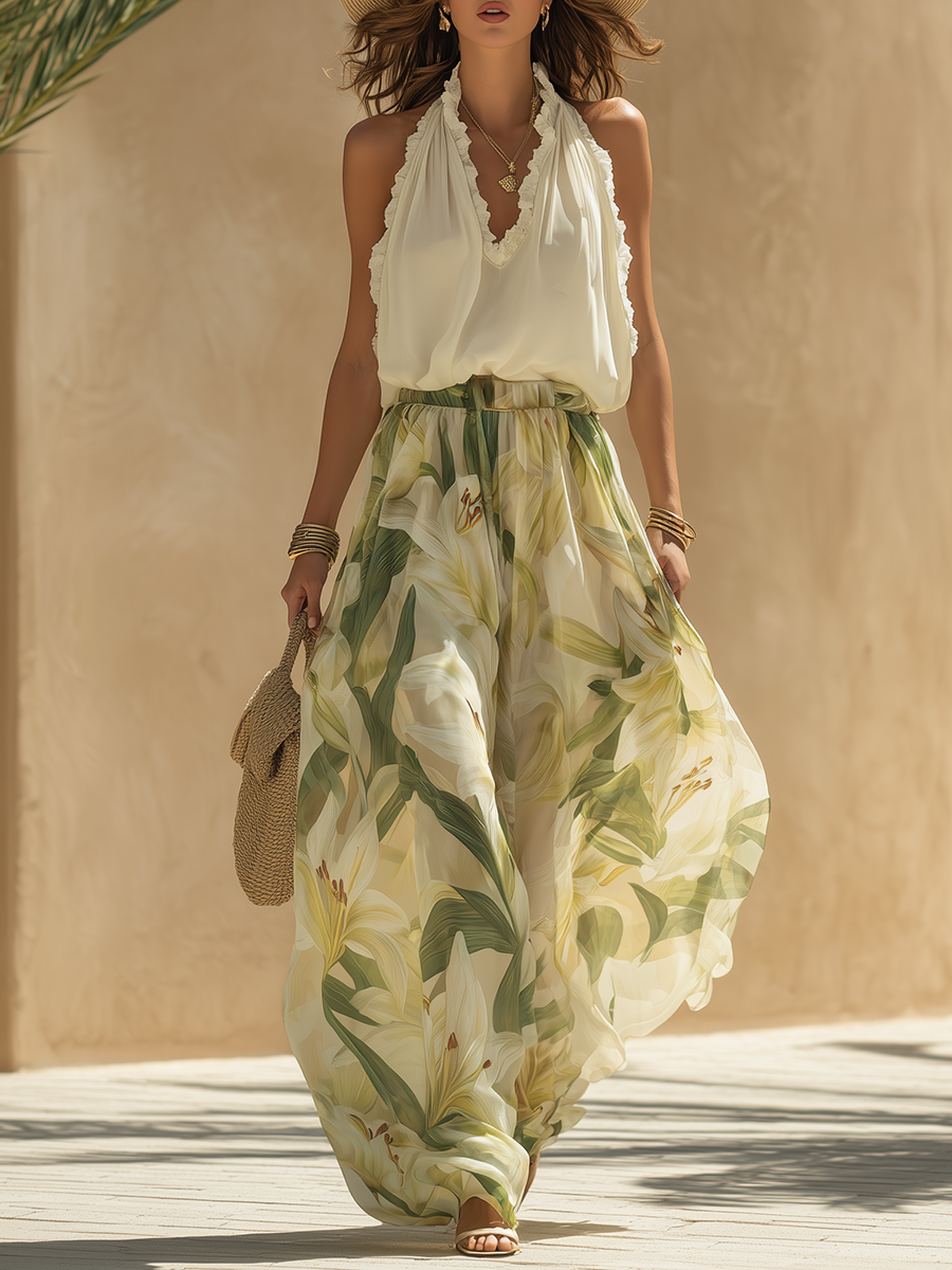 Lysandra | Conjunto elegante con estampado de lirios