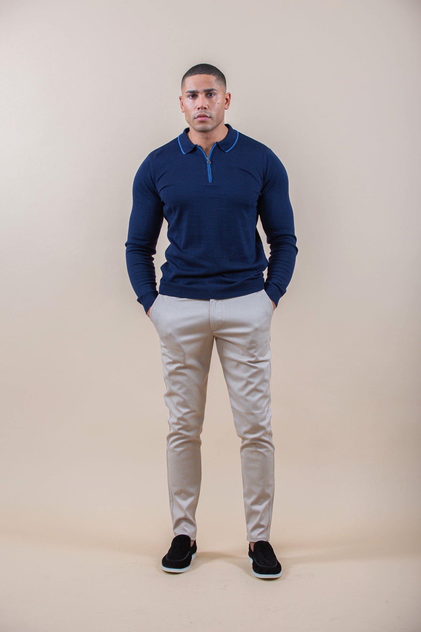 POLO HALF-ZIP LUXURY DE MANGA LARGA