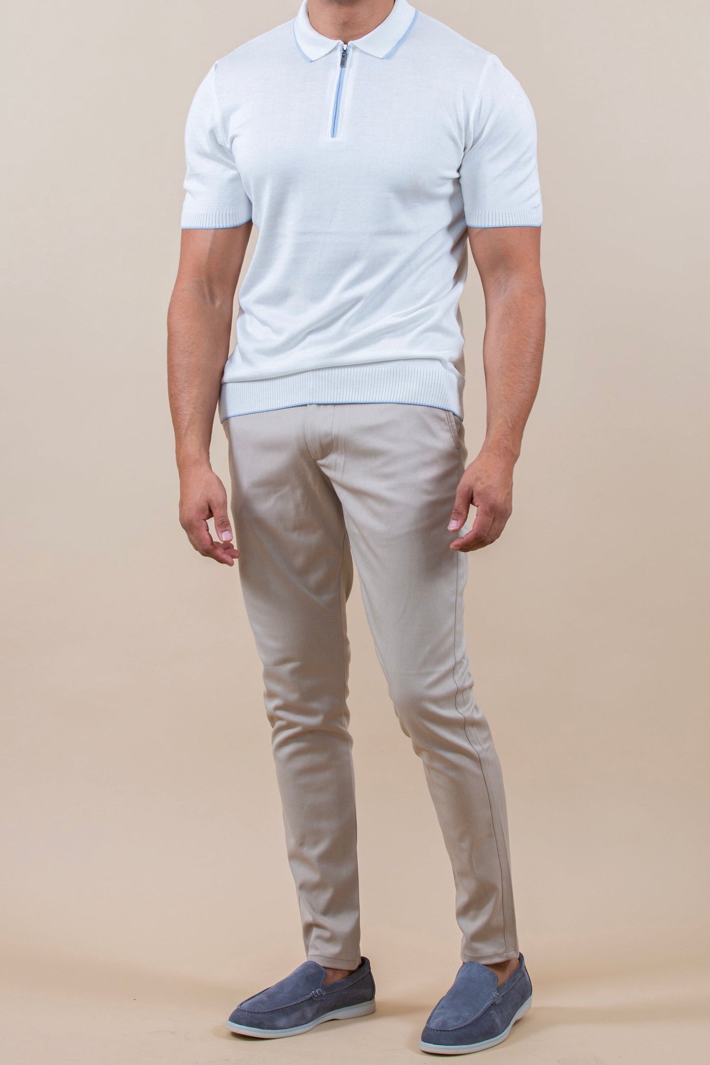 POLO HALF-ZIP LUXURY DE MANGA CORTA