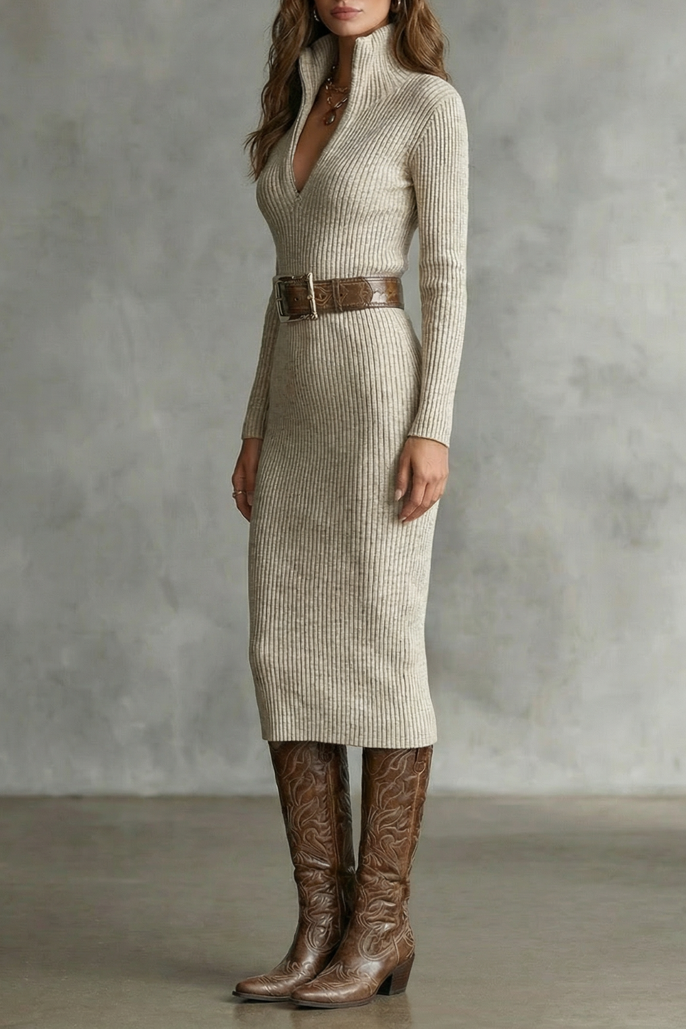 VALENORÉ | ELEGANCIA ESCULPIDA – VESTIDO MIDI DE PUNTO