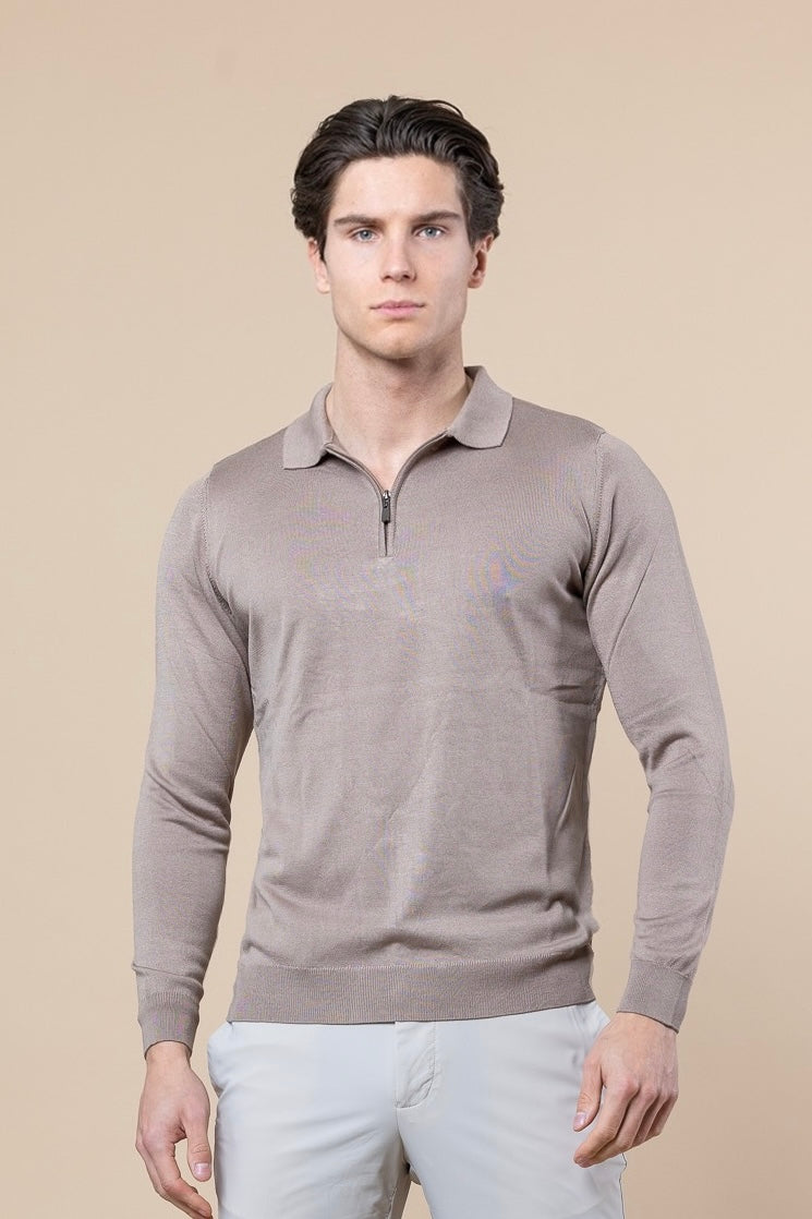 HALF-ZIP DE MANGA LARGA
