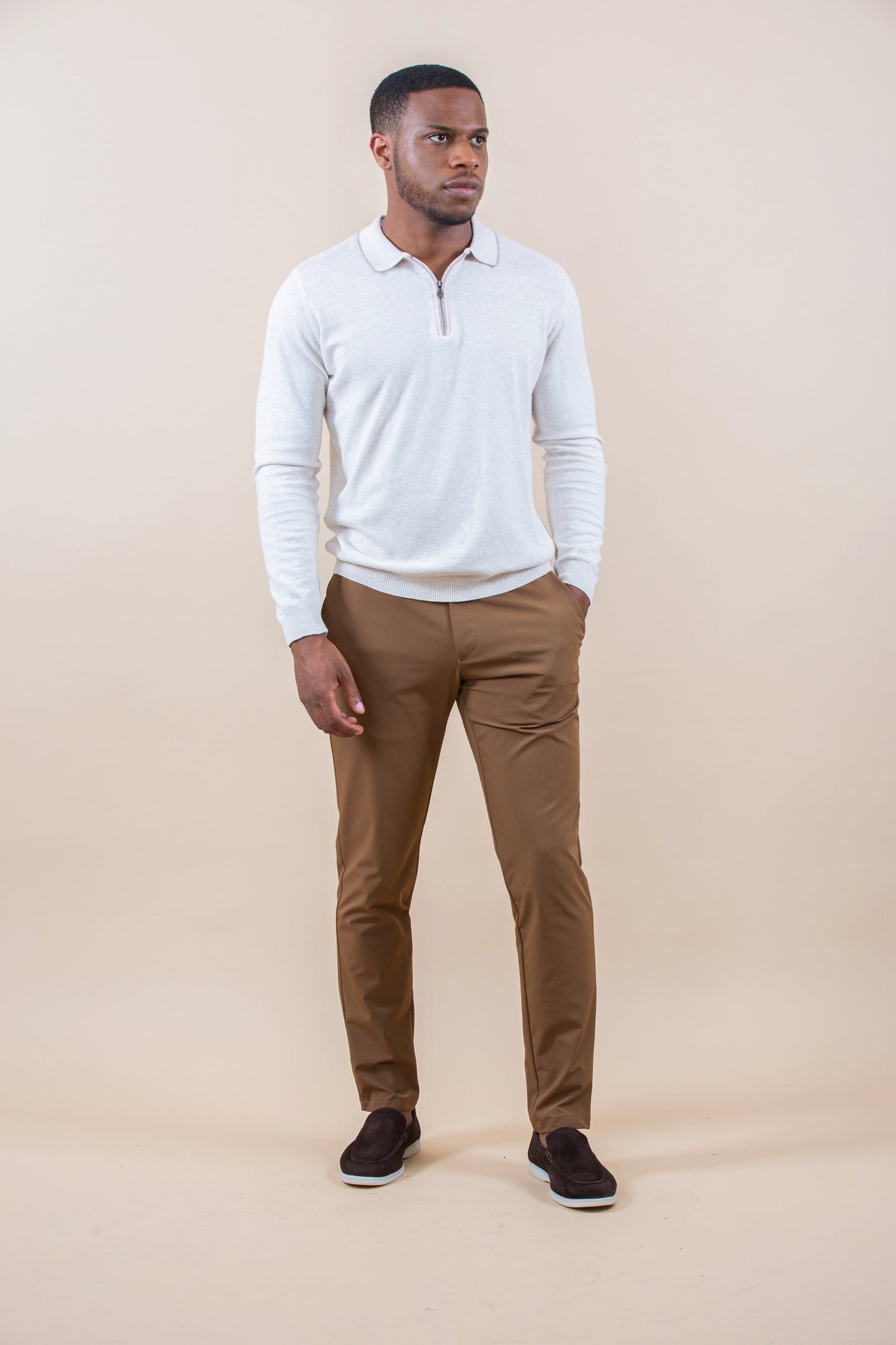 POLO HALF-ZIP LUXURY DE MANGA LARGA