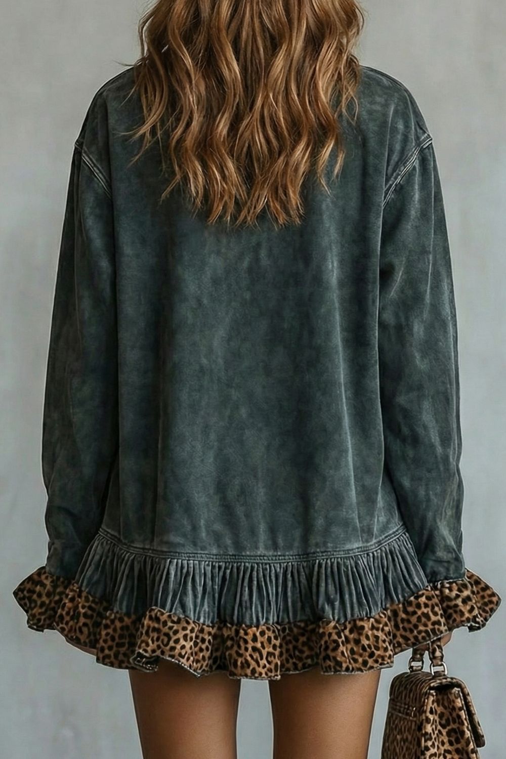SELVATTA | VOLANTE CON RIBETE DE LEOPARDO – MINIVESTIDO EFECTO ANTE