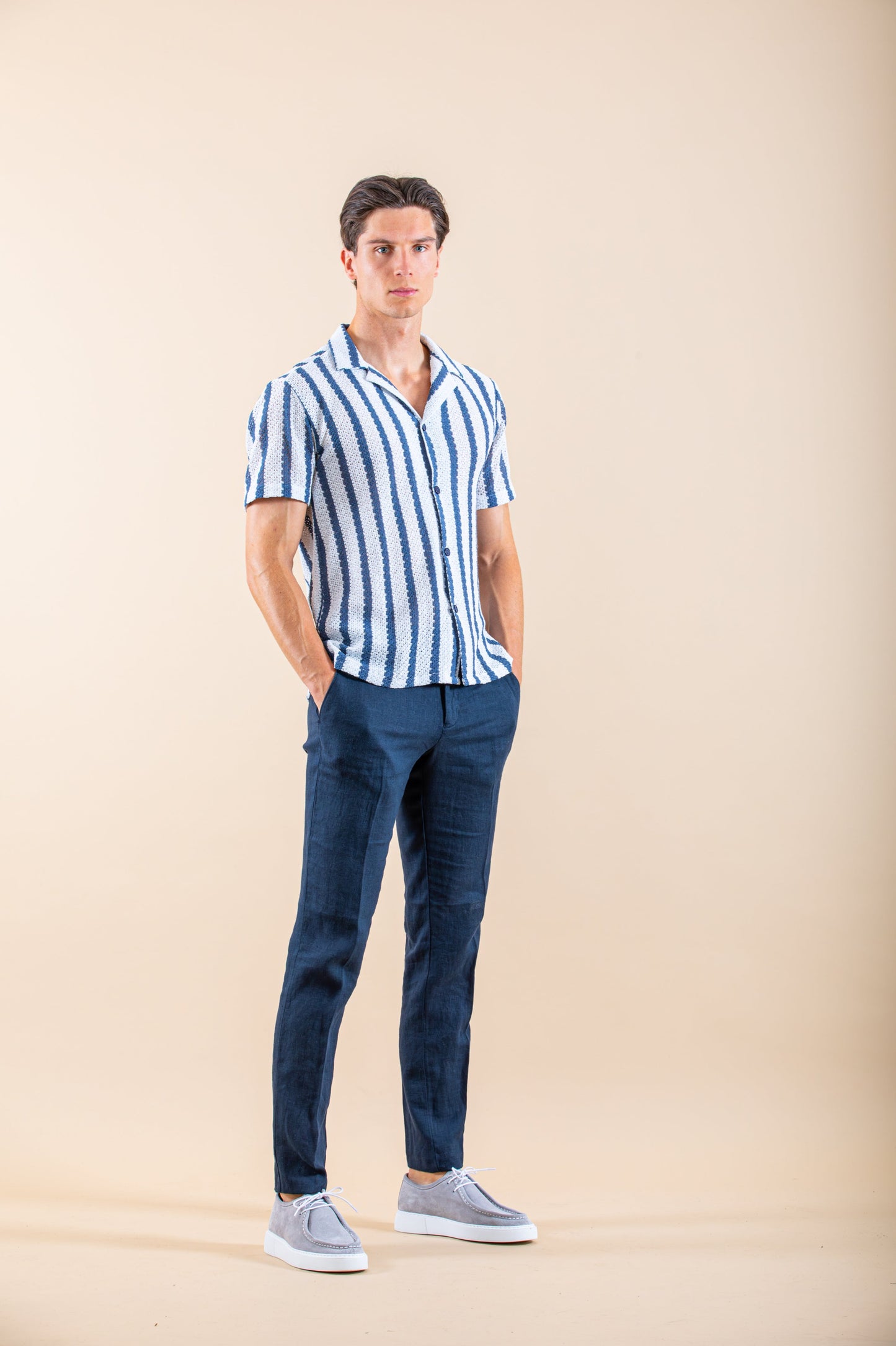 CAMISA BEACH DE LINO DE MANGA CORTA