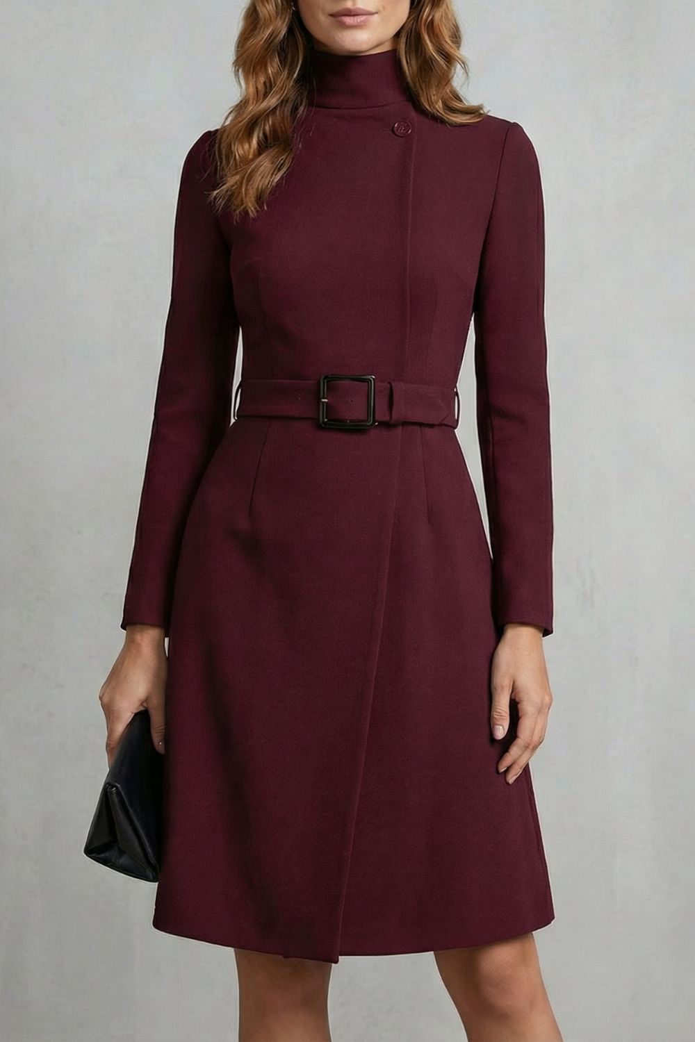NIVARA | CINTURA ASIMÉTRICA CON CINTURÓN – VESTIDO MIDI EVASÉ