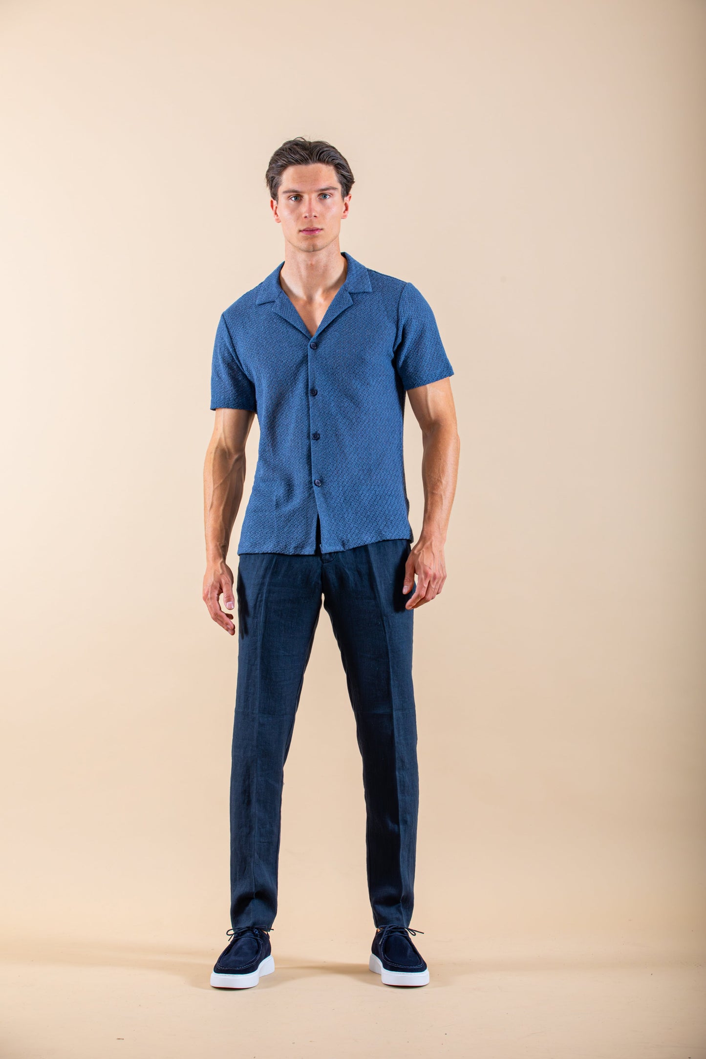 CAMISA BEACH DE LINO DE MANGA CORTA