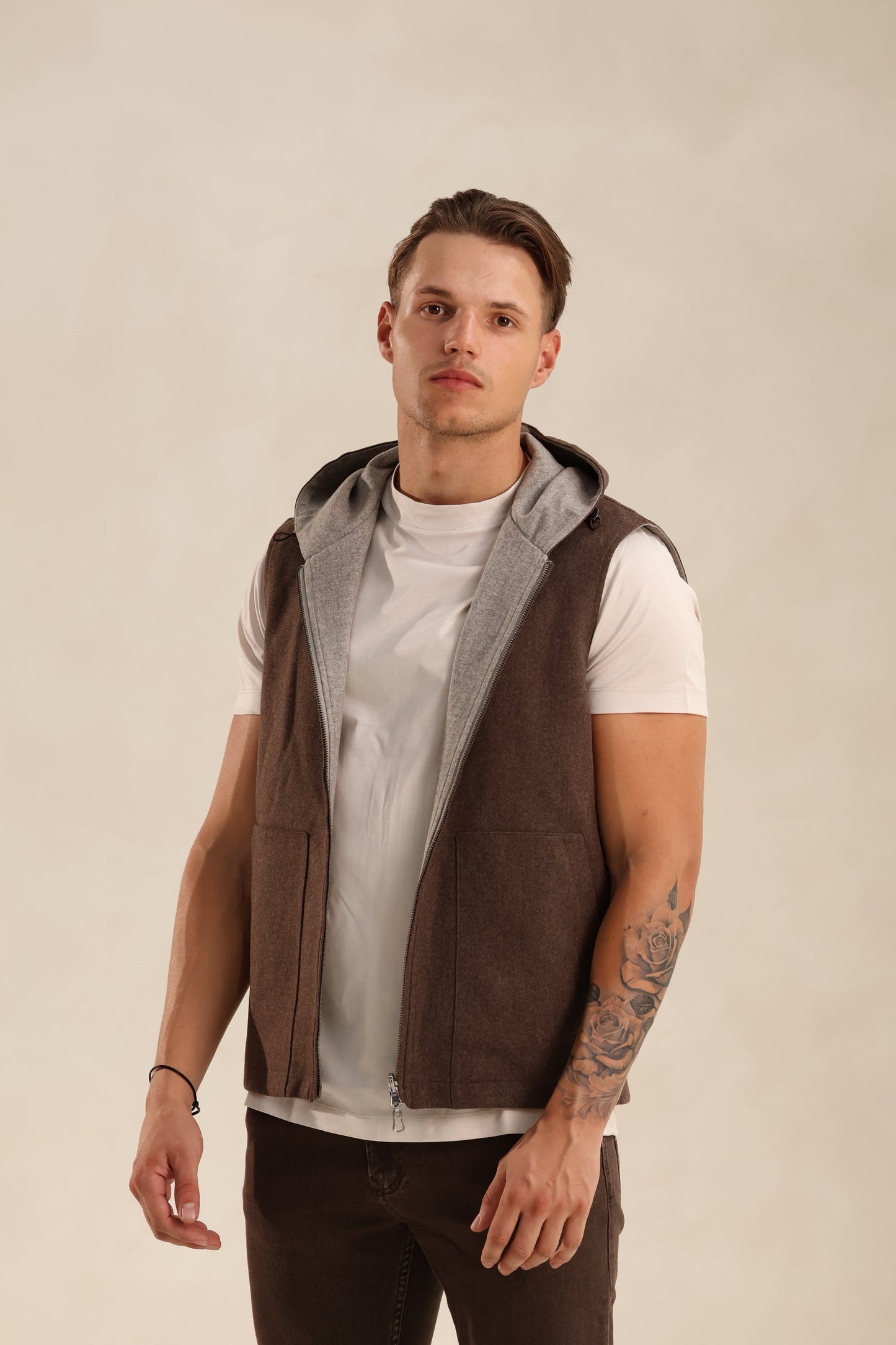 TWEEZIJDIGE WOOL CHALECO ACOLCHADO
