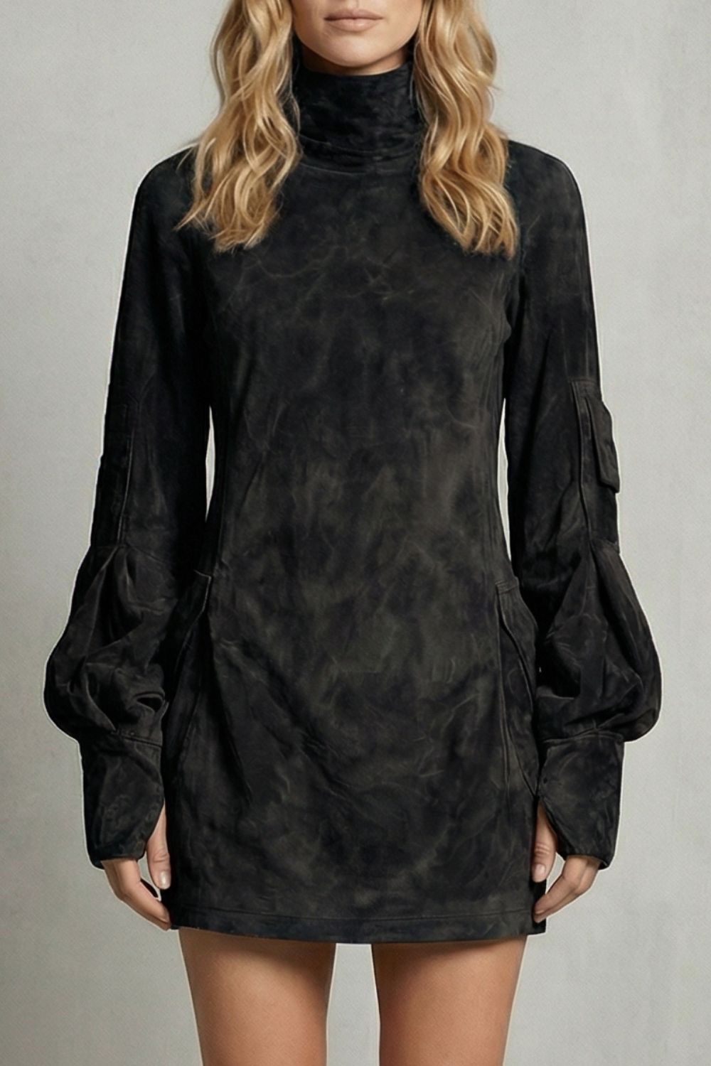 MARCELLA | SILUETA DE CUELLO ALTO – MINIVESTIDO EFECTO ANTE