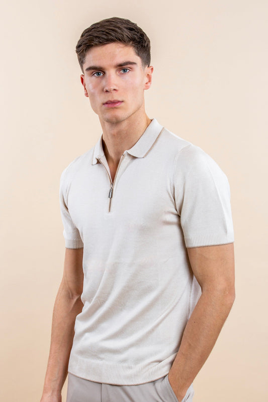 POLO HALF-ZIP LUXURY DE MANGA CORTA