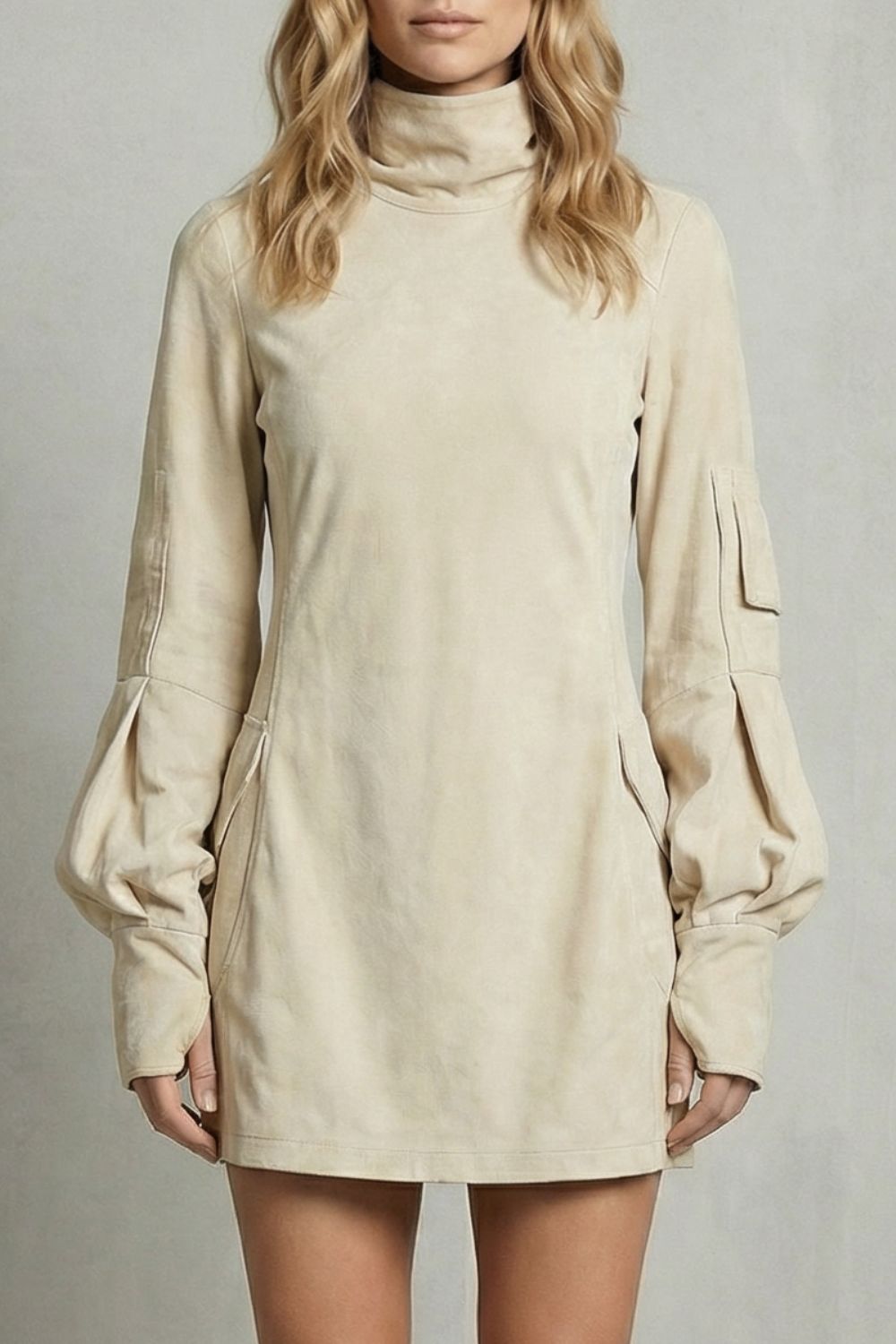 MARCELLA | SILUETA DE CUELLO ALTO – MINIVESTIDO EFECTO ANTE