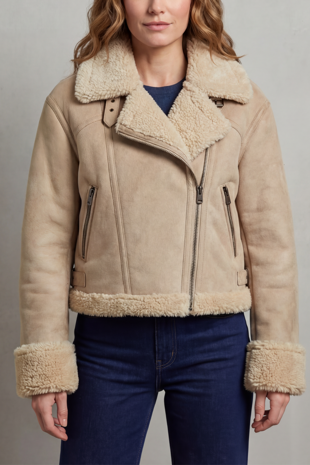 ALBINETTE | DOBLE CARA DE BORREGUILLO – CHAQUETA AVIADOR CROPPED