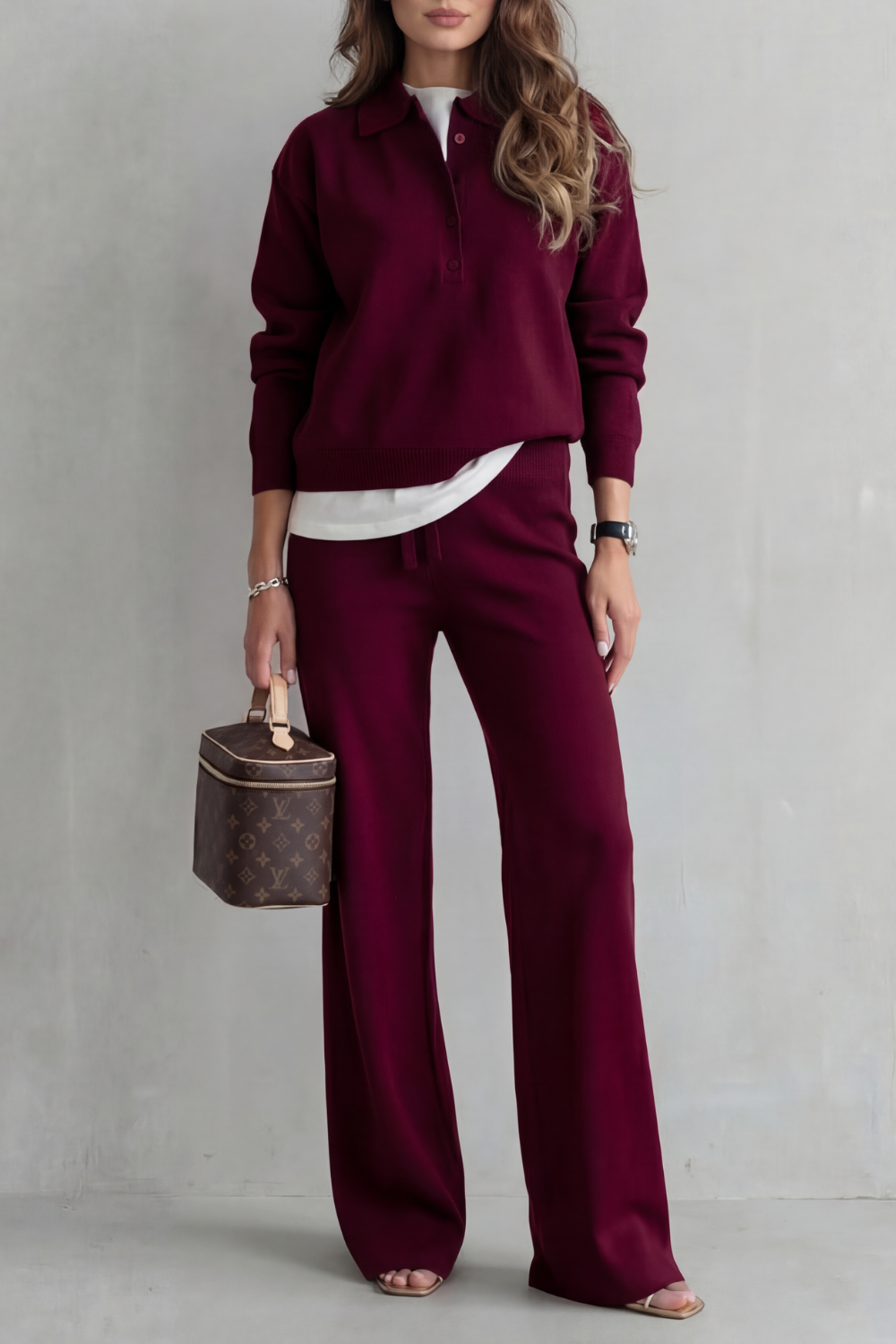 AVERANE | CONJUNTO DE PUNTO CON CUELLO ABOTONADO – EDICIÓN ELEGANCIA RELAJADA