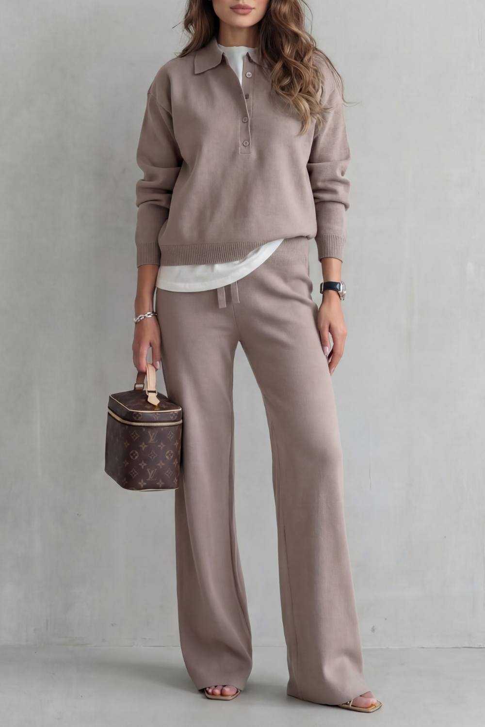 AVERANE | CONJUNTO DE PUNTO CON CUELLO ABOTONADO – EDICIÓN ELEGANCIA RELAJADA