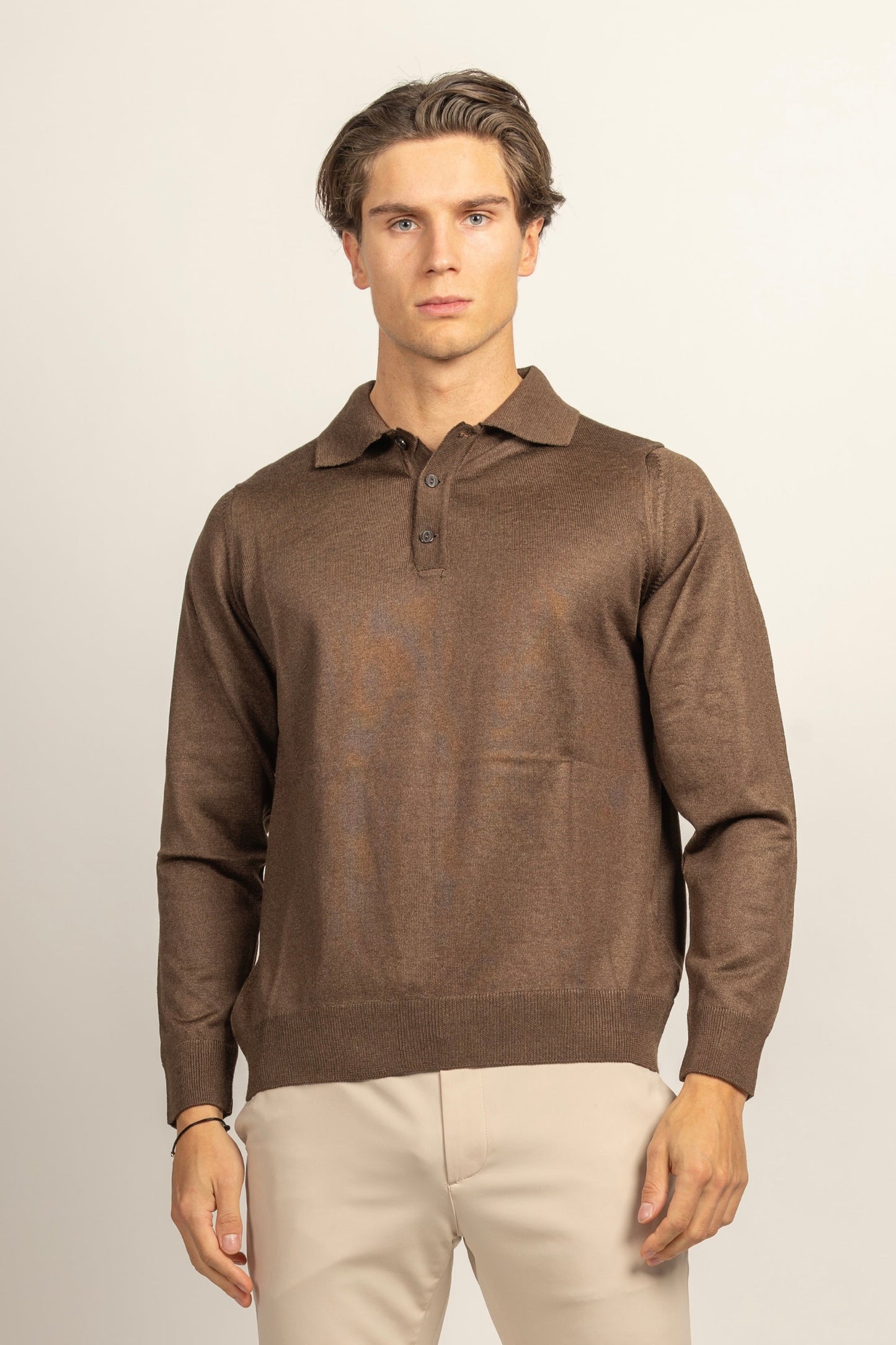 WOOL-BLEND BRILLO MANGA LARGA POLO
