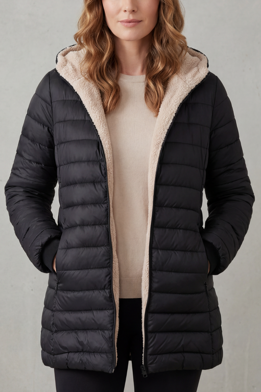 ELLAVUE | CONFORT CON FORRO SHERPA – CHAQUETA ACOLCHADO CON CAPUCHA