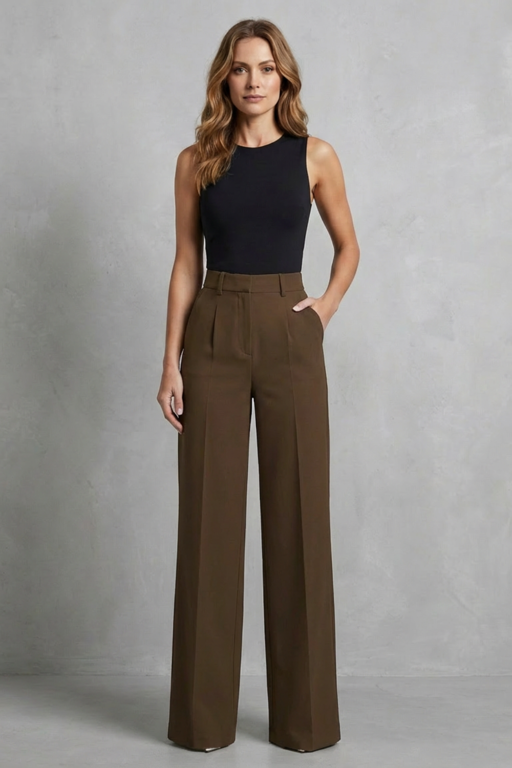 ELOZANE – TAILORED PLEATS – HIGH-WAIST WIDE-LEG TROUSERS