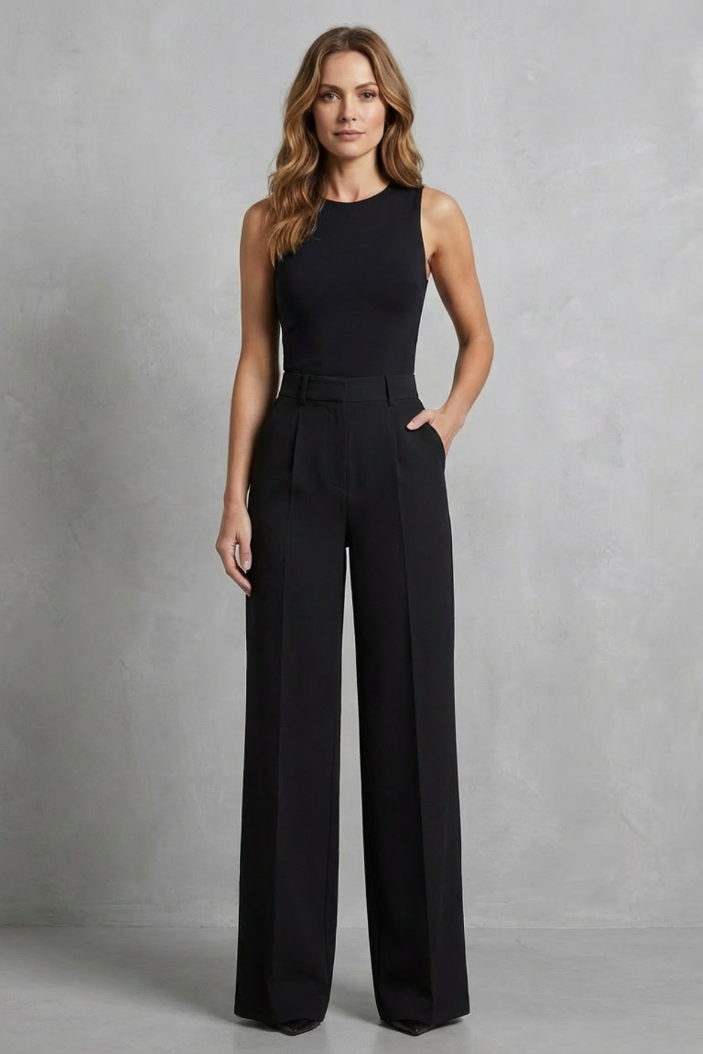 ELOZANE – TAILORED PLEATS – HIGH-WAIST WIDE-LEG TROUSERS
