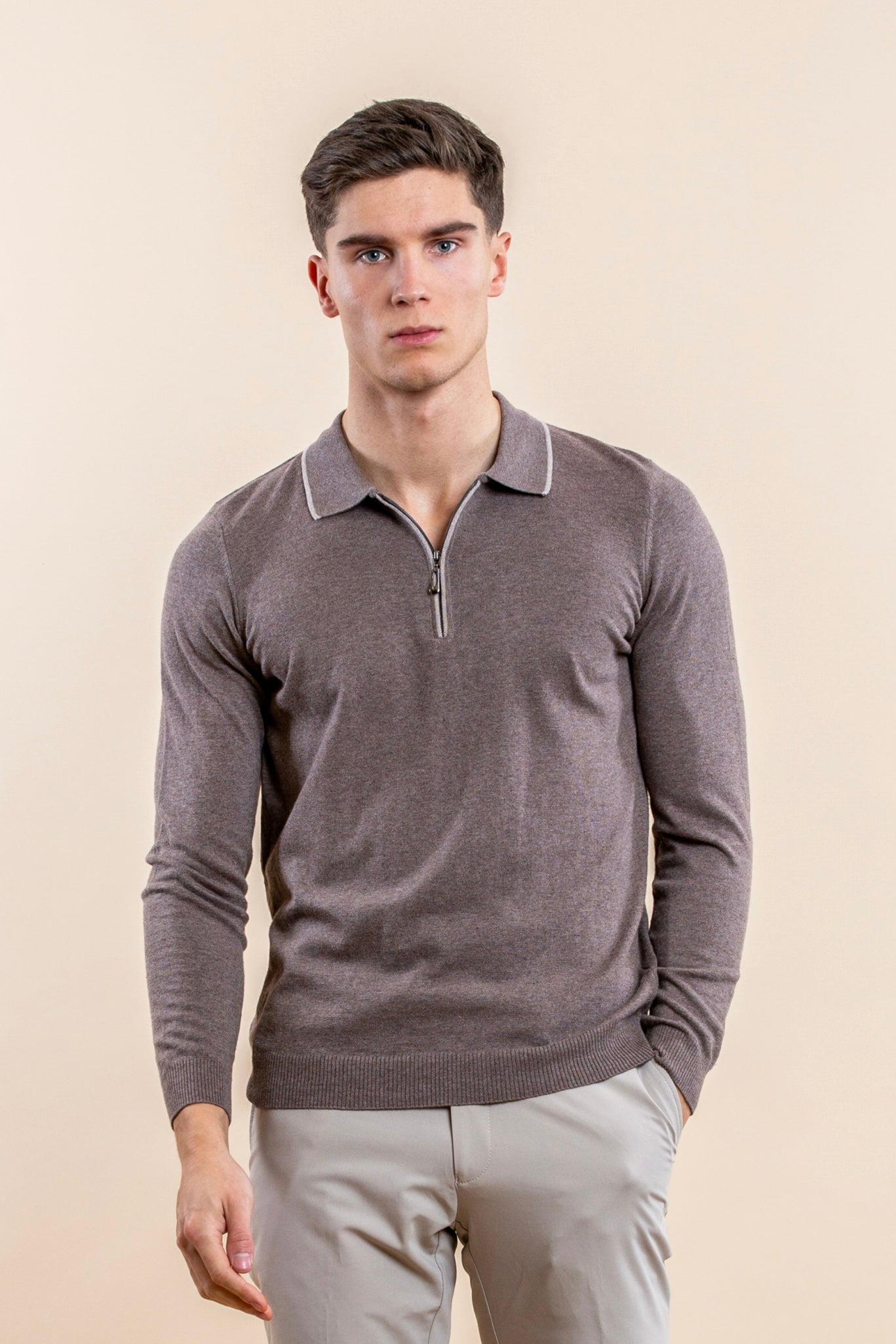 POLO HALF-ZIP LUXURY DE MANGA LARGA