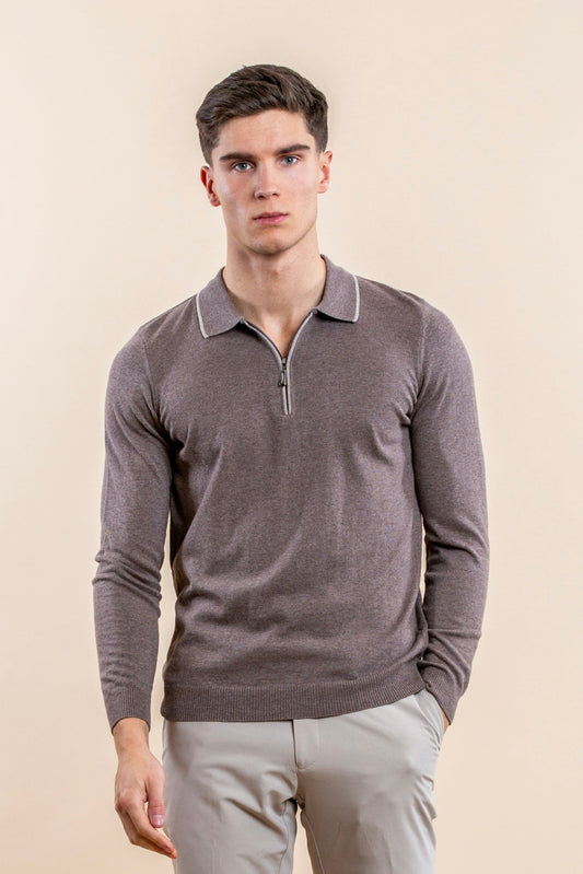 POLO HALF-ZIP LUXURY DE MANGA LARGA