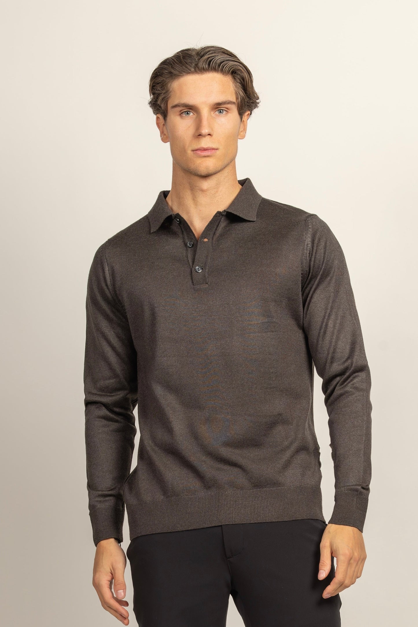 WOOL-BLEND BRILLO MANGA LARGA POLO