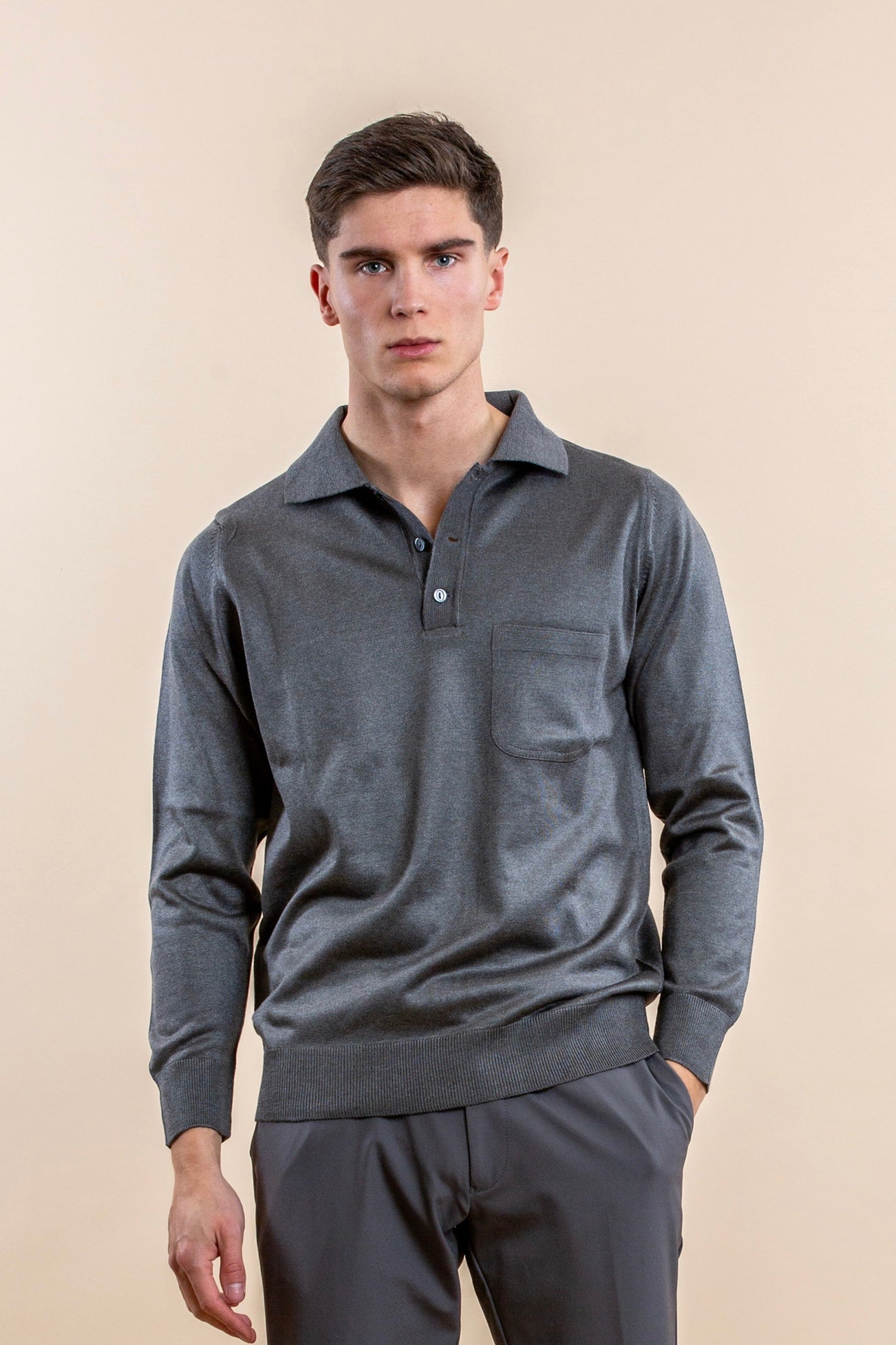 WOOL-BLEND BRILLO MANGA LARGA POLO
