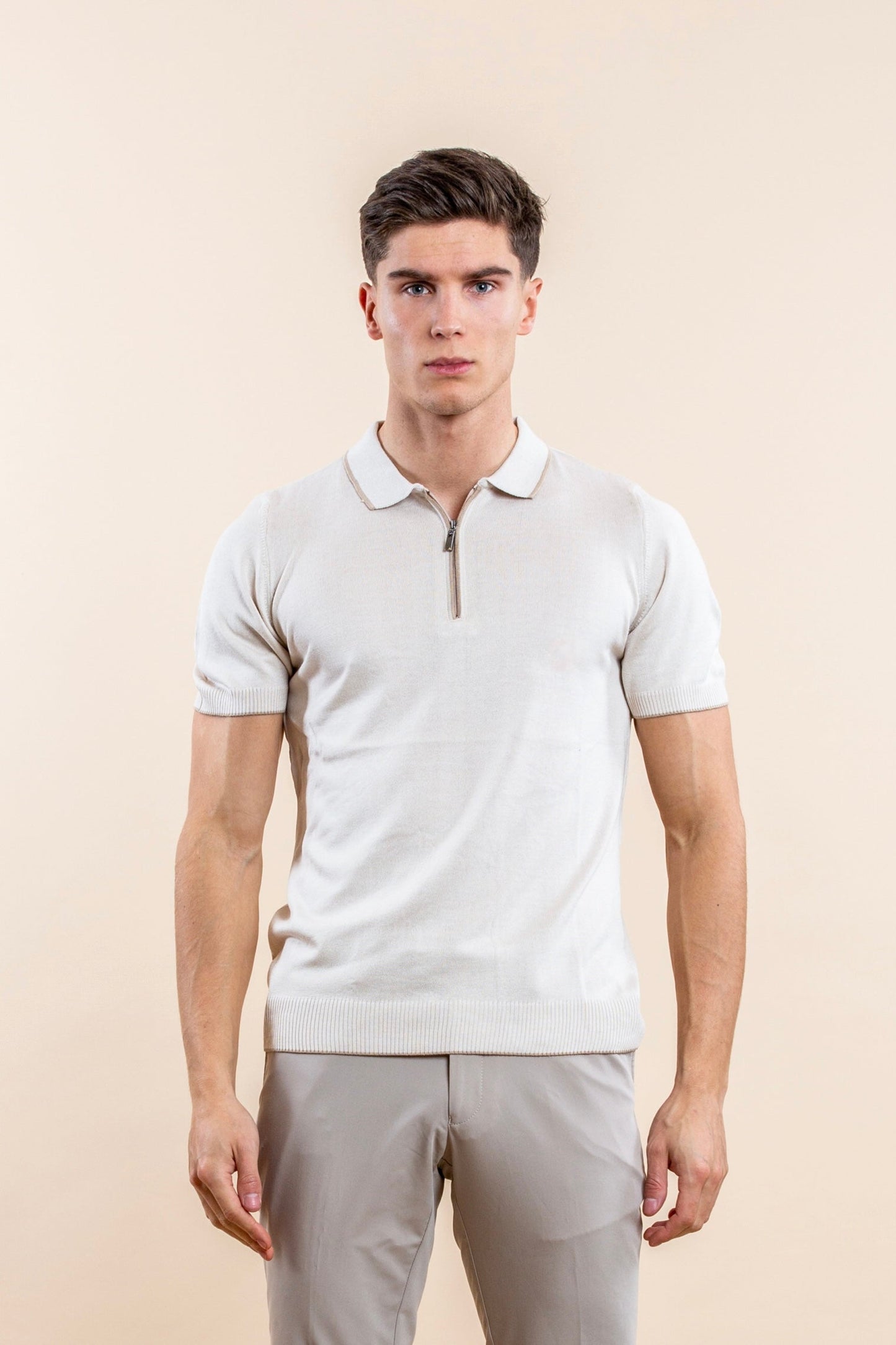 POLO HALF-ZIP LUXURY DE MANGA CORTA