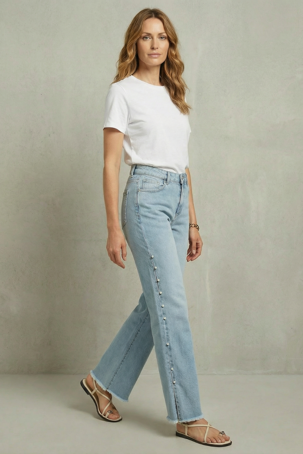 GIULIANA – PEARL EMBELLISHED – WIDE LEG JEANS