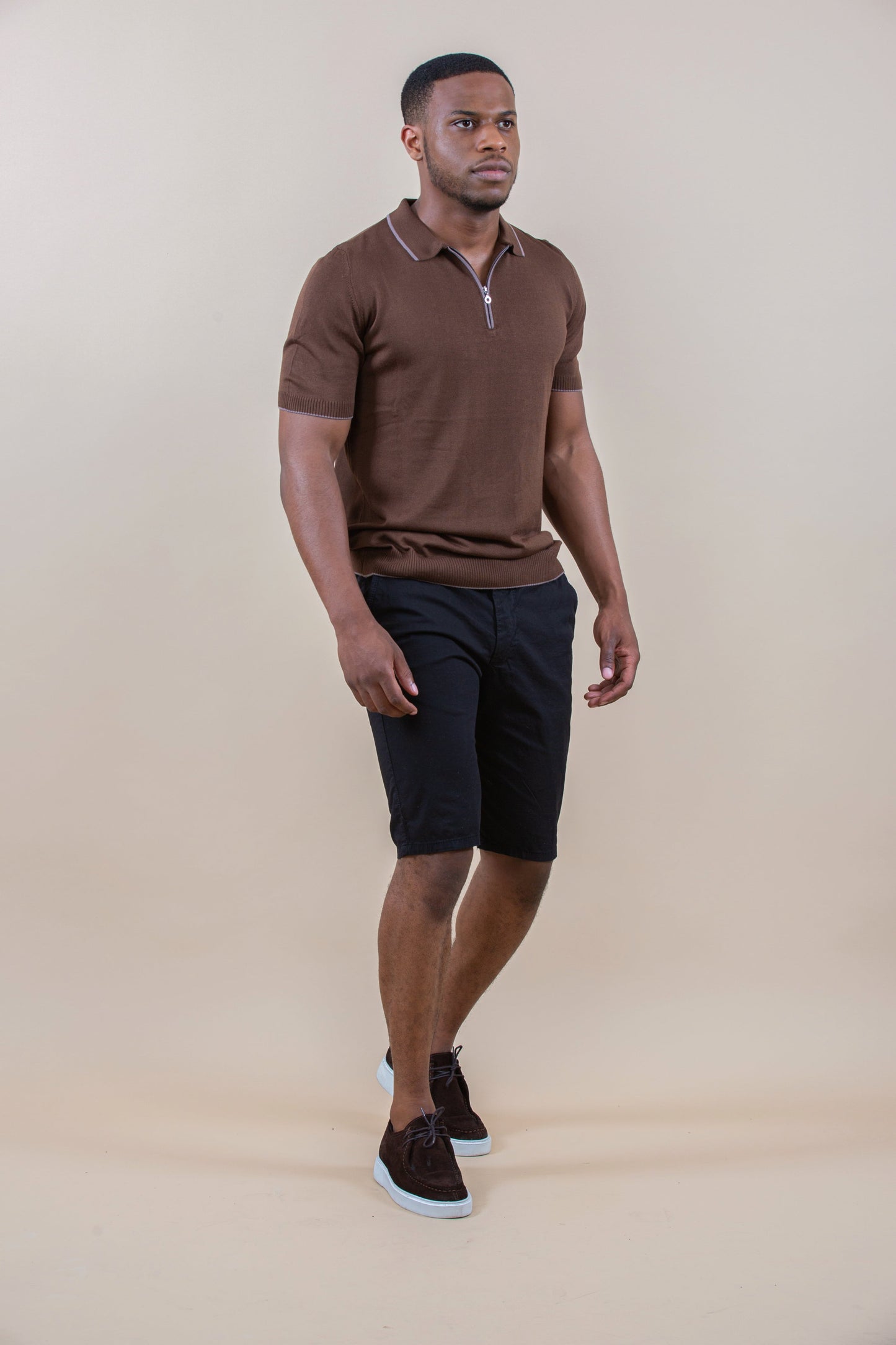 POLO HALF-ZIP LUXURY DE MANGA CORTA