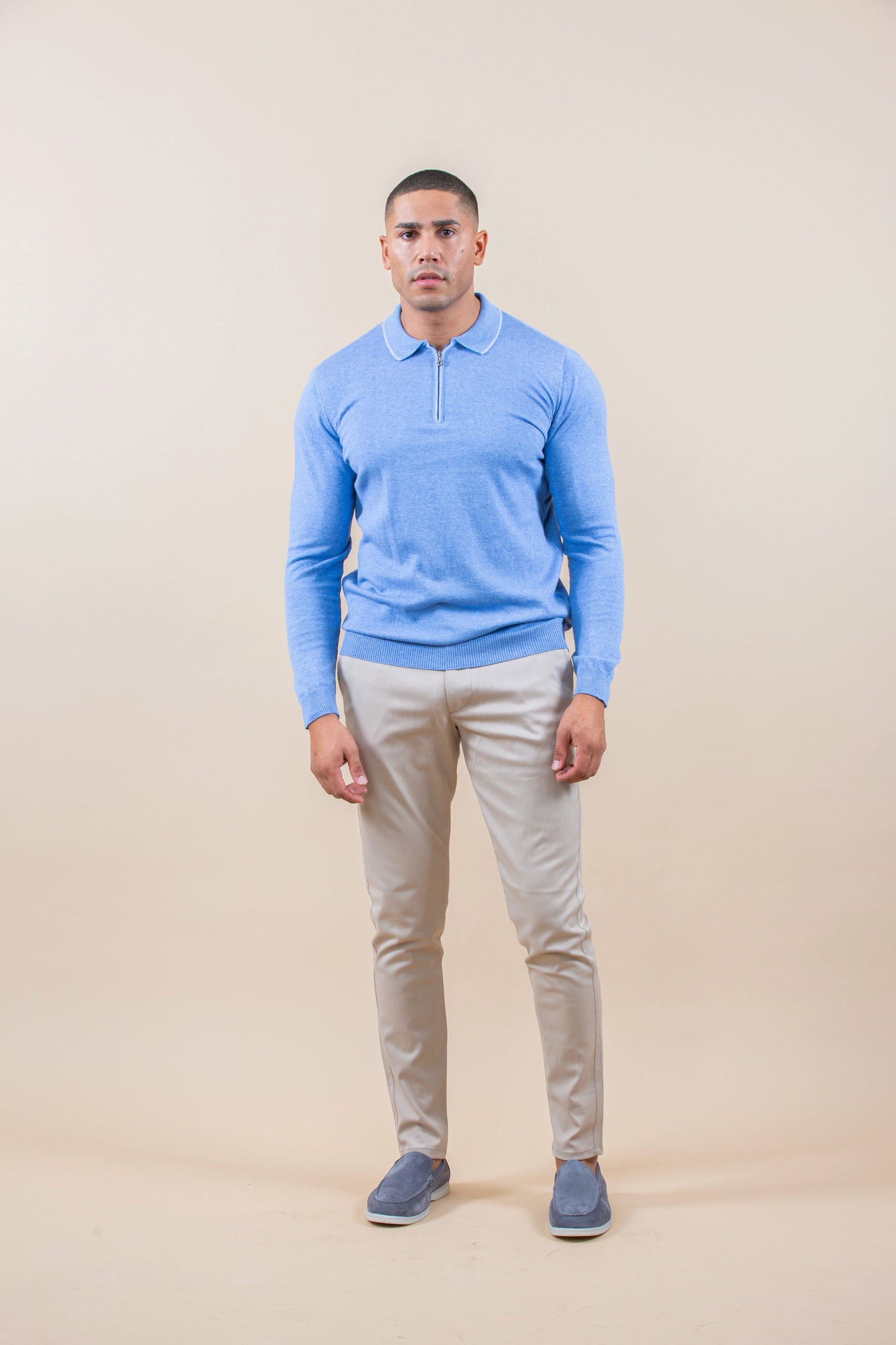 POLO HALF-ZIP LUXURY DE MANGA LARGA