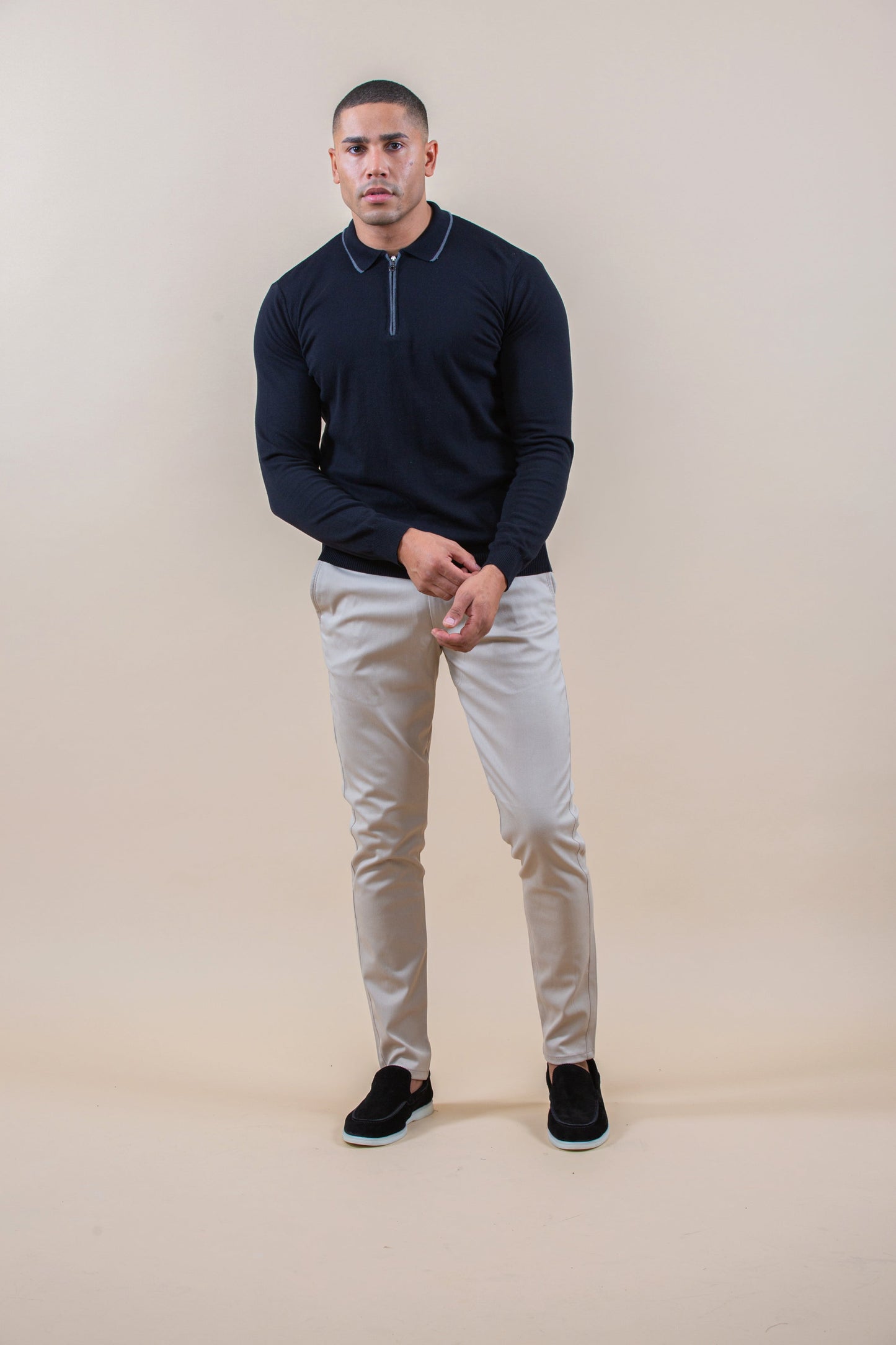 POLO HALF-ZIP LUXURY DE MANGA LARGA