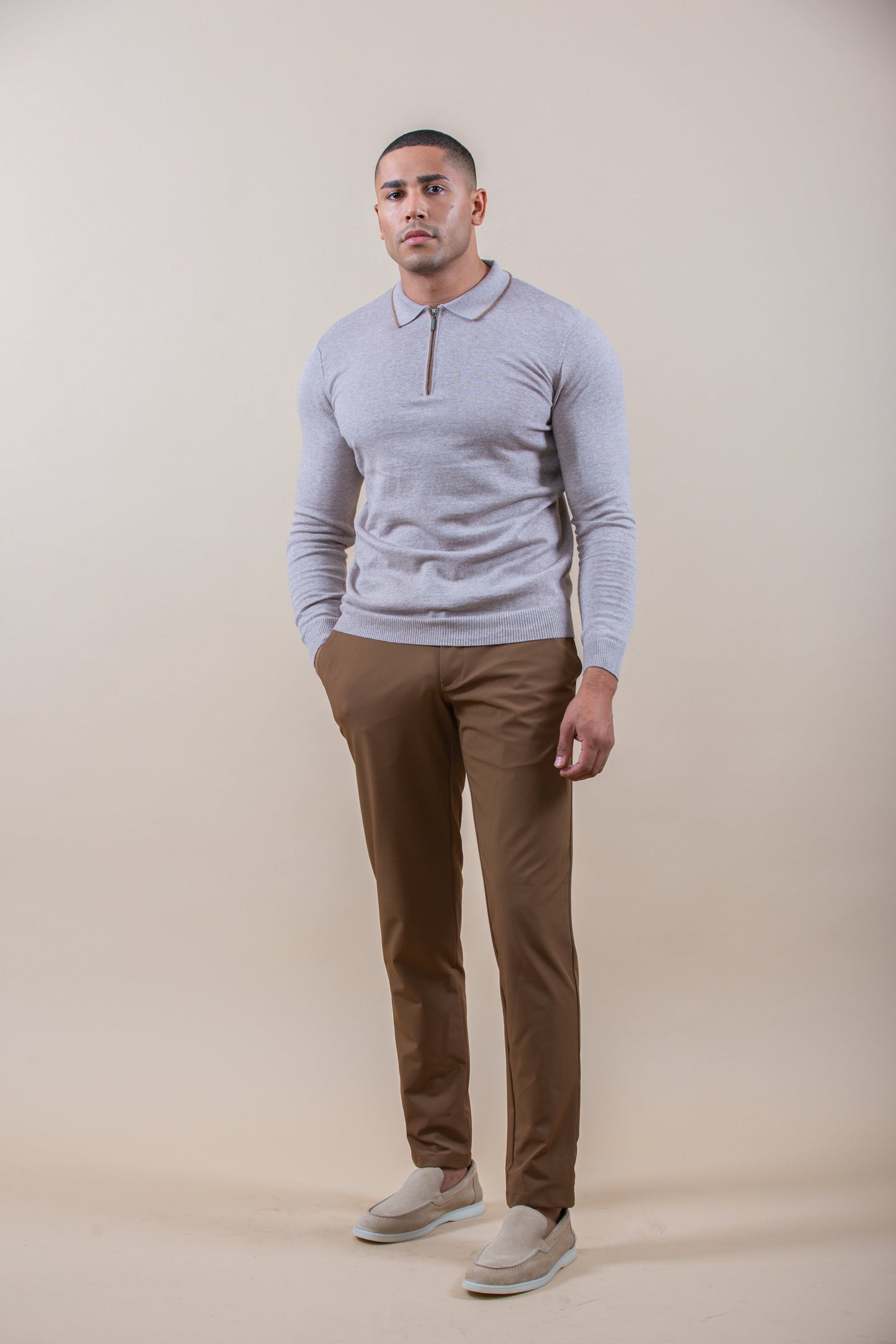 POLO HALF-ZIP LUXURY DE MANGA LARGA