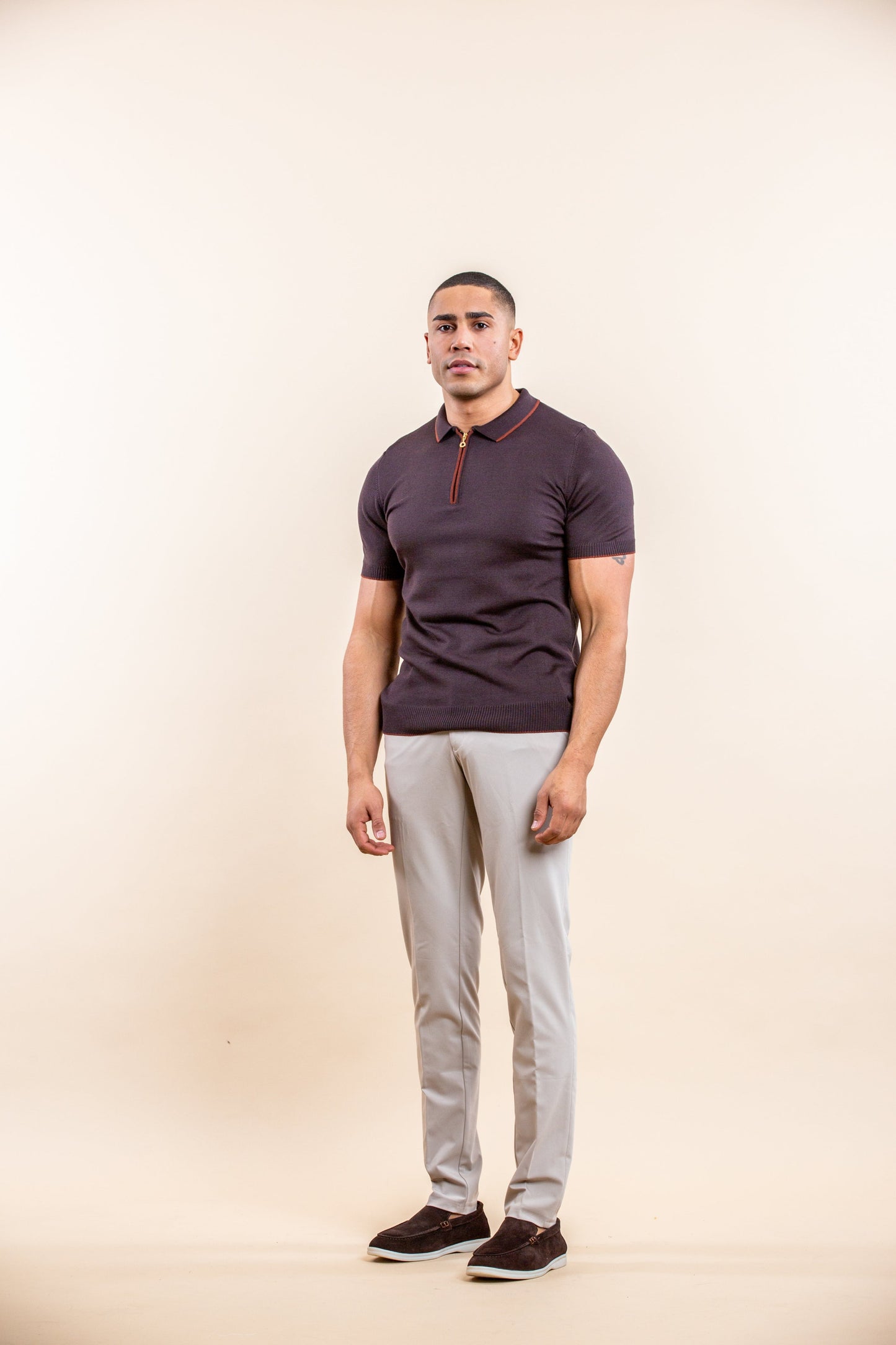 POLO HALF-ZIP LUXURY DE MANGA CORTA