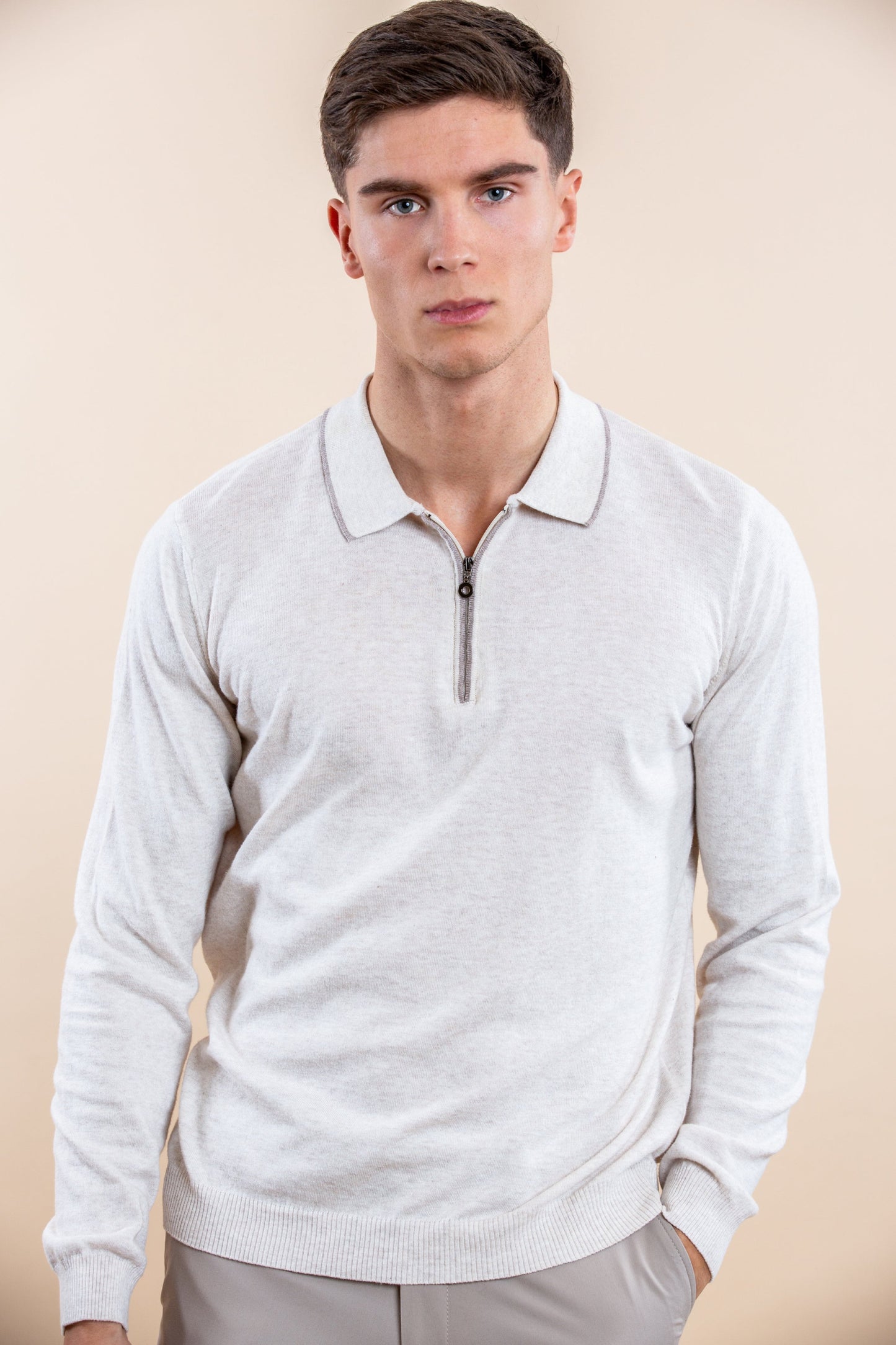 POLO HALF-ZIP LUXURY DE MANGA LARGA