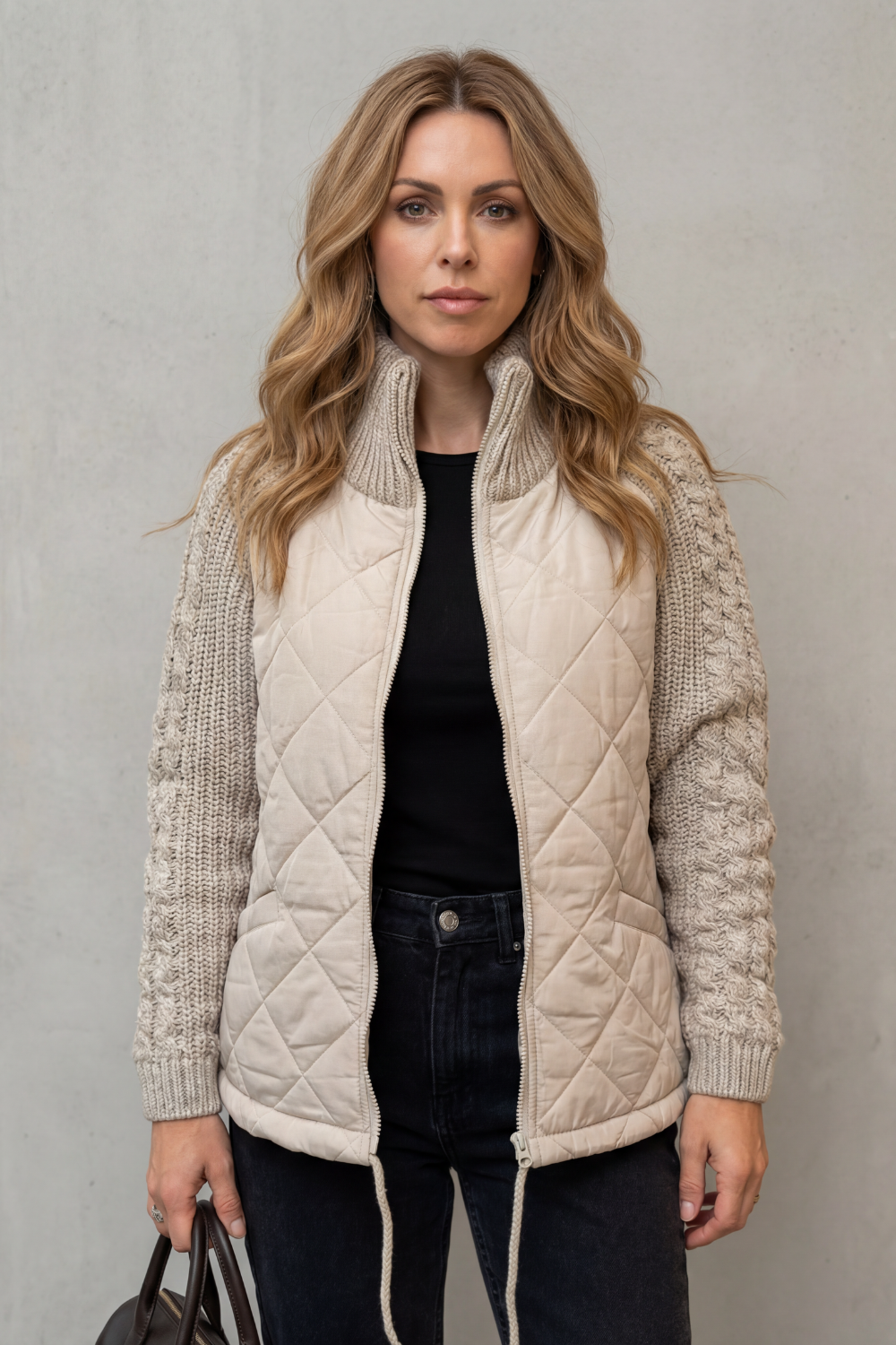 NORCETTA | DETALLE DE PUNTO TEXTURIZADO – CHAQUETA ACOLCHADO ACOLCHADA