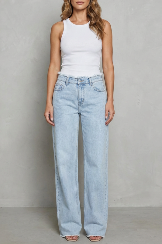 RIVAZZA – RAW HEM DETAIL – HIGH-WAIST WIDE-LEG JEANS