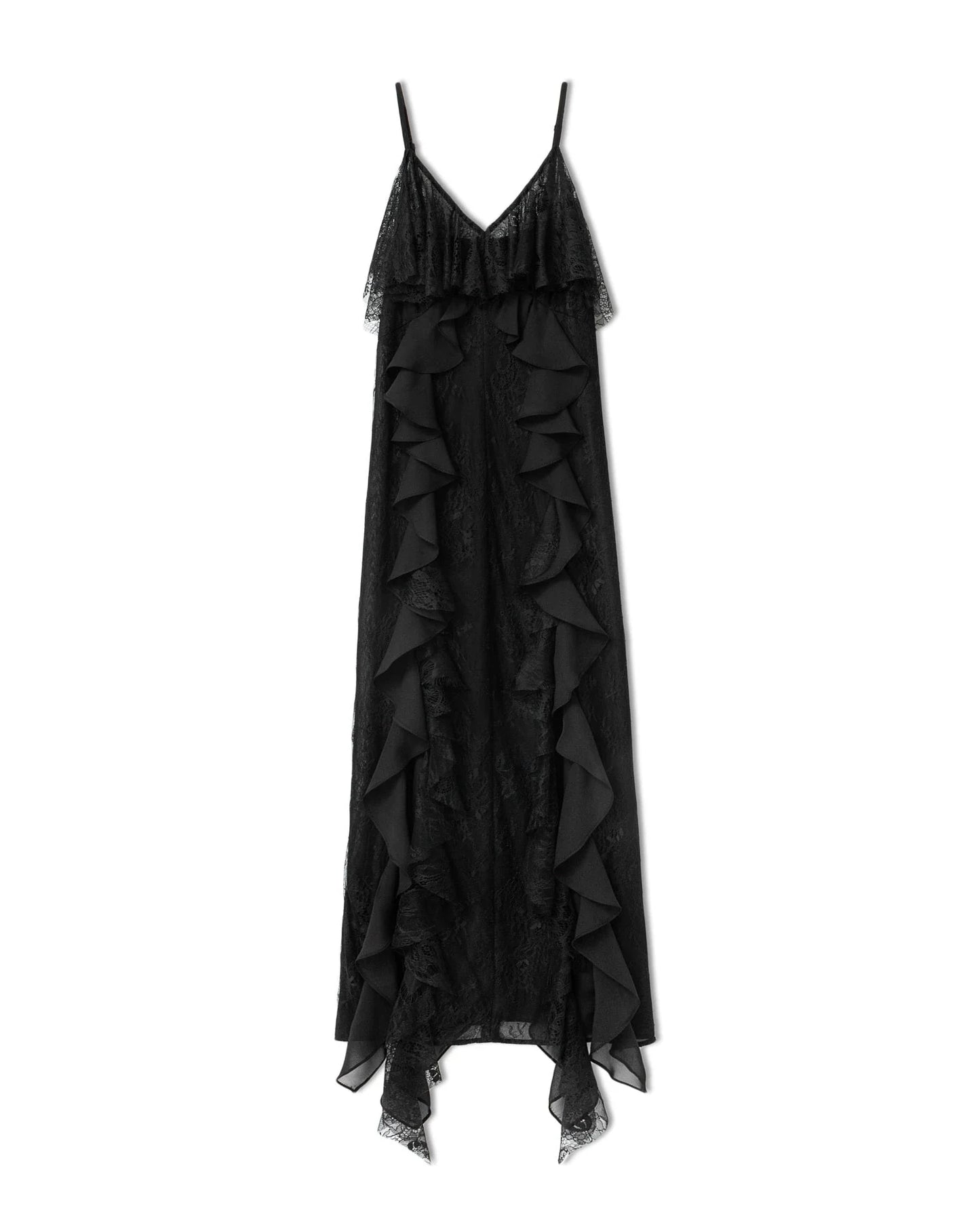 WOMEN’S RUFFLED SUSPENDER MAXI DRESS