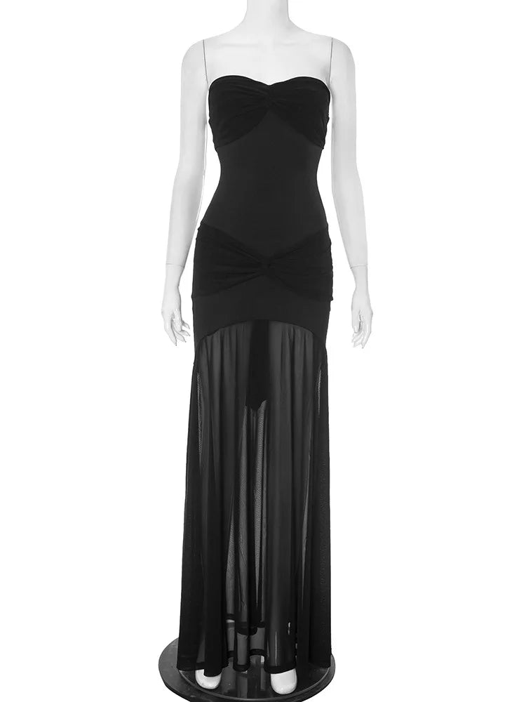 WOMEN’S STRAPLESS RUCHED MAXI DRESS